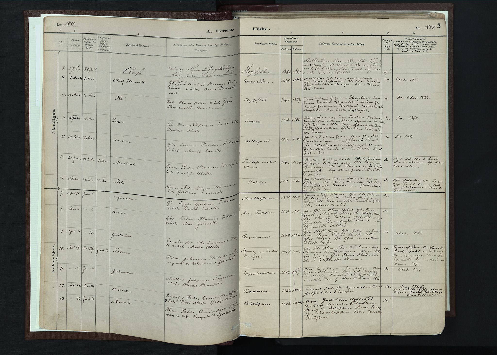 Nord-Fron prestekontor, AV/SAH-PREST-080/H/Ha/Haa/L0004: Parish register (official) no. 4, 1884-1914, p. 2