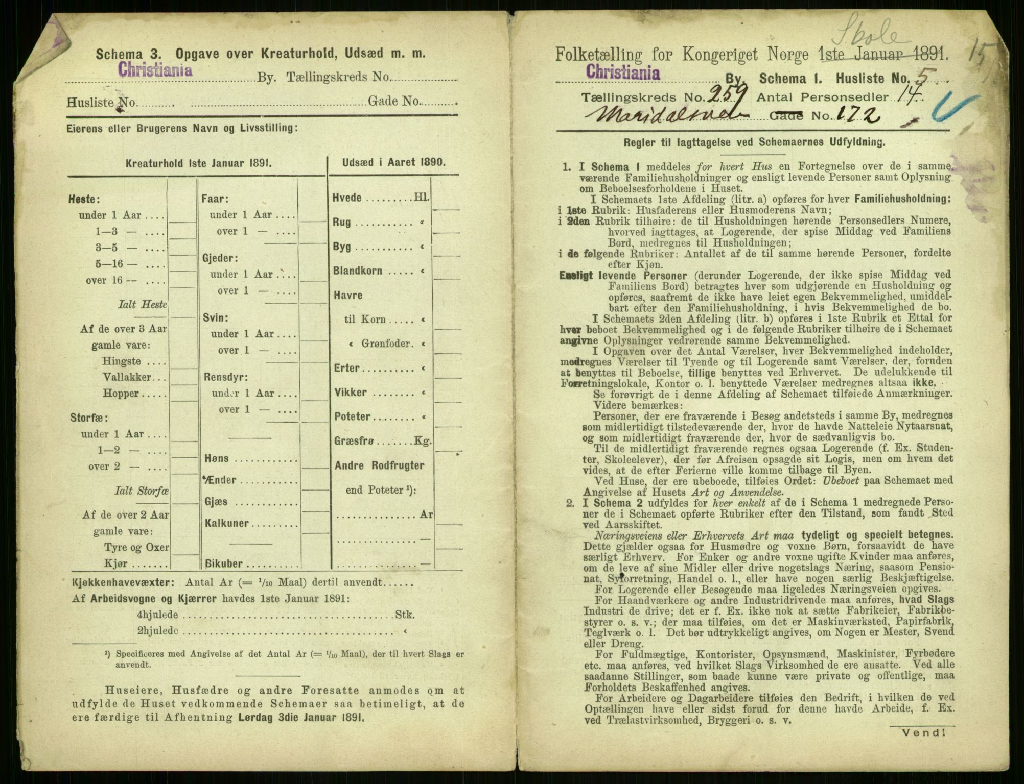 RA, 1891 census for 0301 Kristiania, 1891, p. 157399