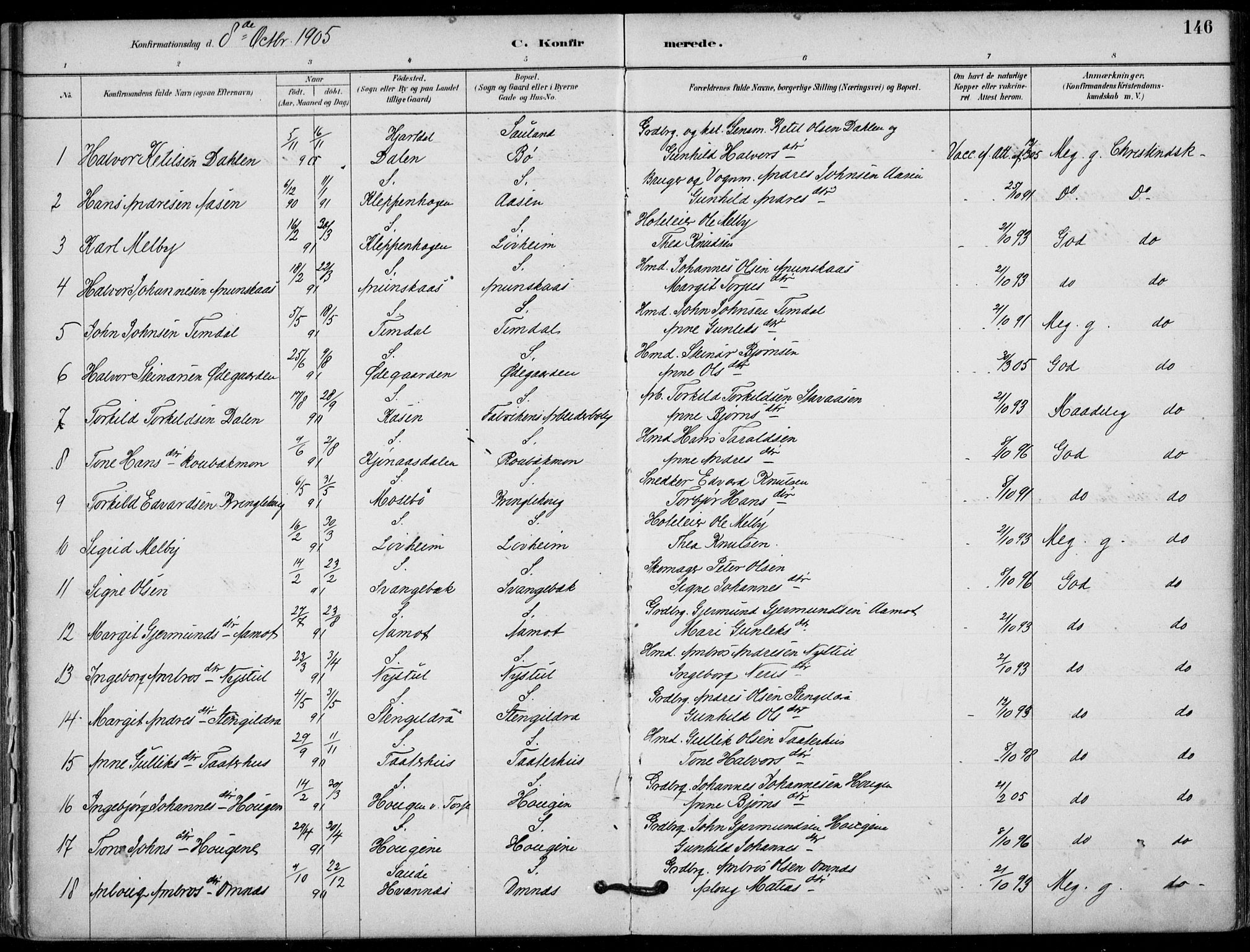 Hjartdal kirkebøker, SAKO/A-270/F/Fb/L0002: Parish register (official) no. II 2, 1880-1932, p. 146