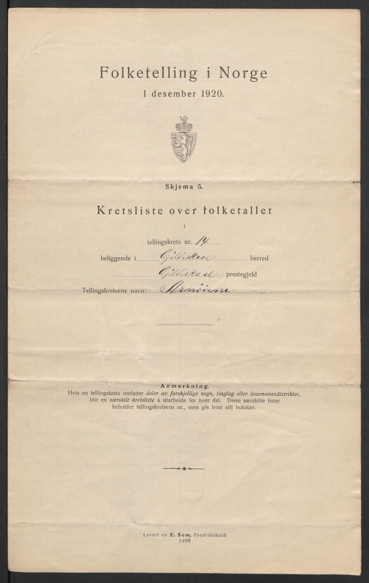 SAT, 1920 census for Gildeskål, 1920, p. 49