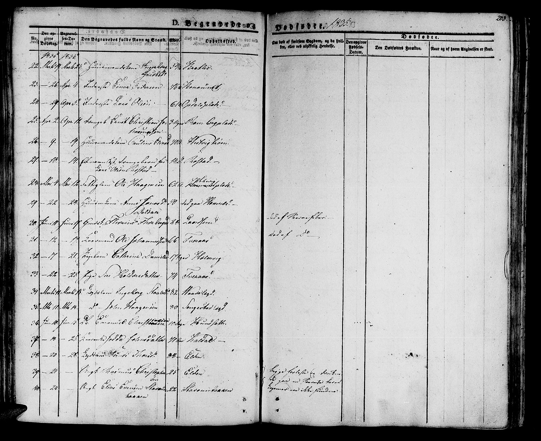 Ministerialprotokoller, klokkerbøker og fødselsregistre - Nord-Trøndelag, SAT/A-1458/741/L0390: Parish register (official) no. 741A04, 1822-1836, p. 203