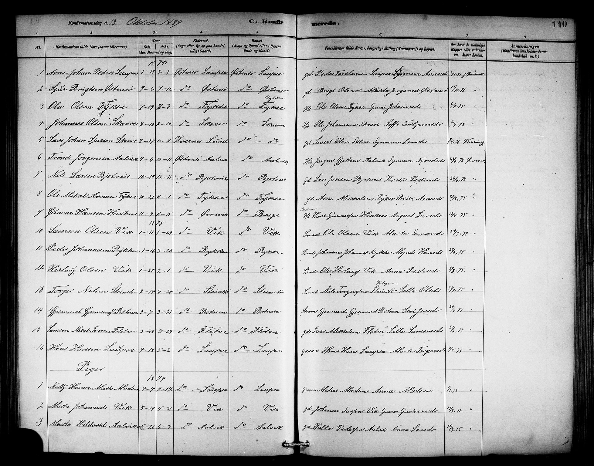 Kvam sokneprestembete, AV/SAB-A-76201/H/Hab: Parish register (copy) no. C 3, 1881-1905, p. 140