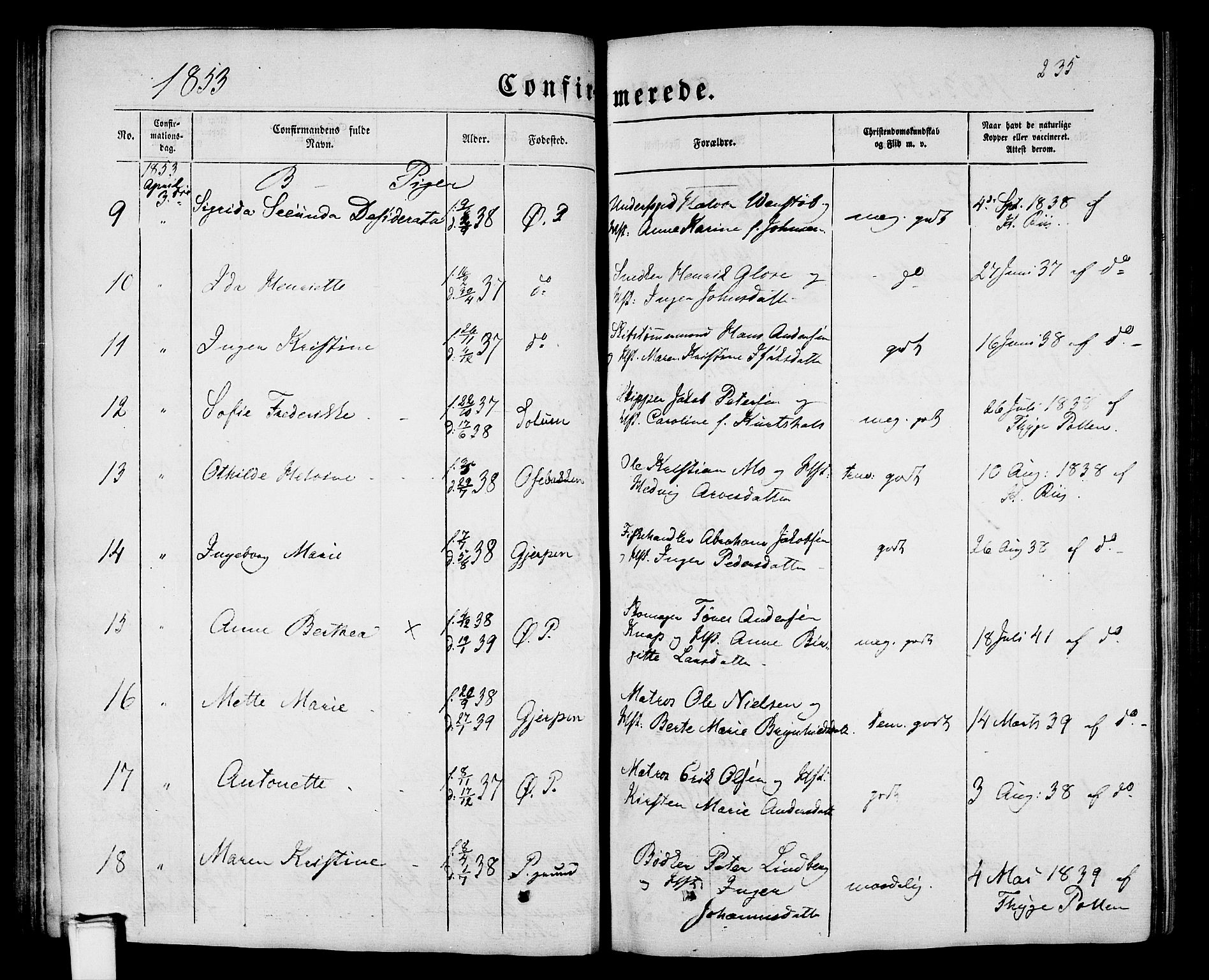 Porsgrunn kirkebøker , SAKO/A-104/G/Gb/L0004: Parish register (copy) no. II 4, 1853-1882, p. 235