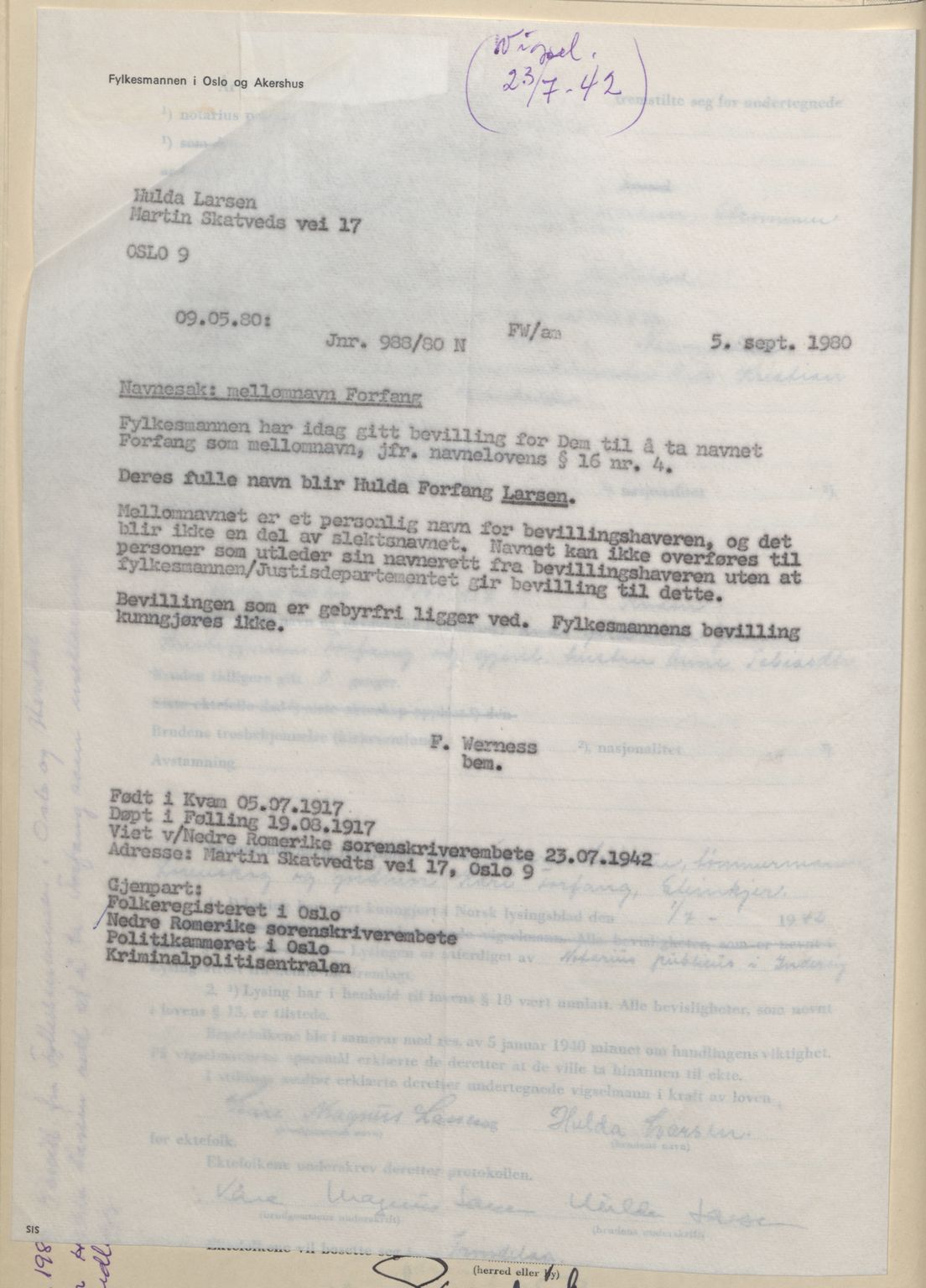 Nedre Romerike sorenskriveri, SAO/A-10469/L/Lb/L0003: Vigselsbok - borgerlige vielser, 1942-1943