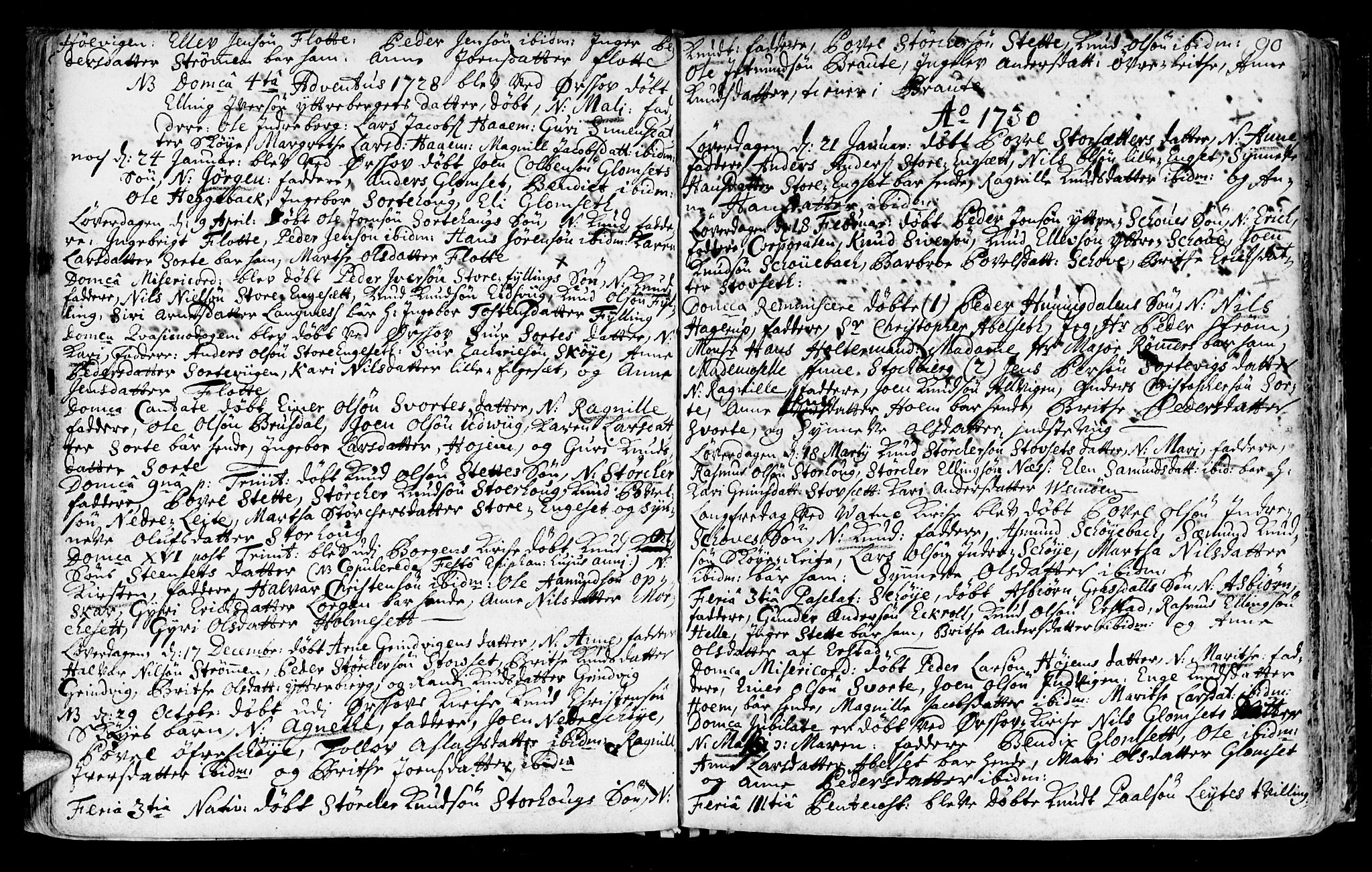 Ministerialprotokoller, klokkerbøker og fødselsregistre - Møre og Romsdal, SAT/A-1454/524/L0349: Parish register (official) no. 524A01, 1698-1779, p. 90