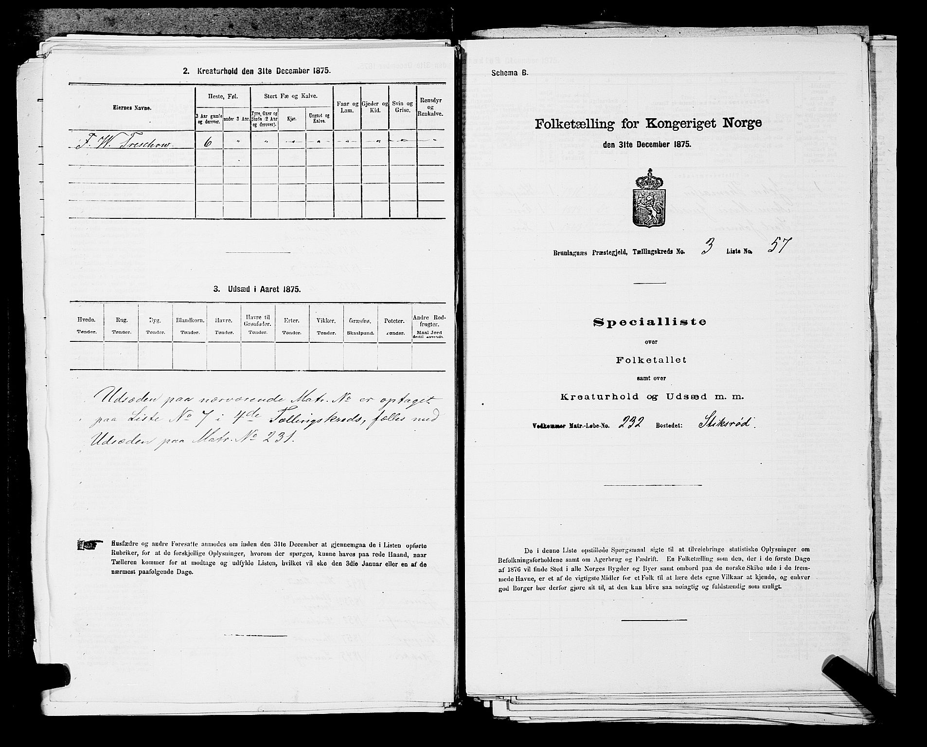 SAKO, 1875 census for 0726P Brunlanes, 1875, p. 439