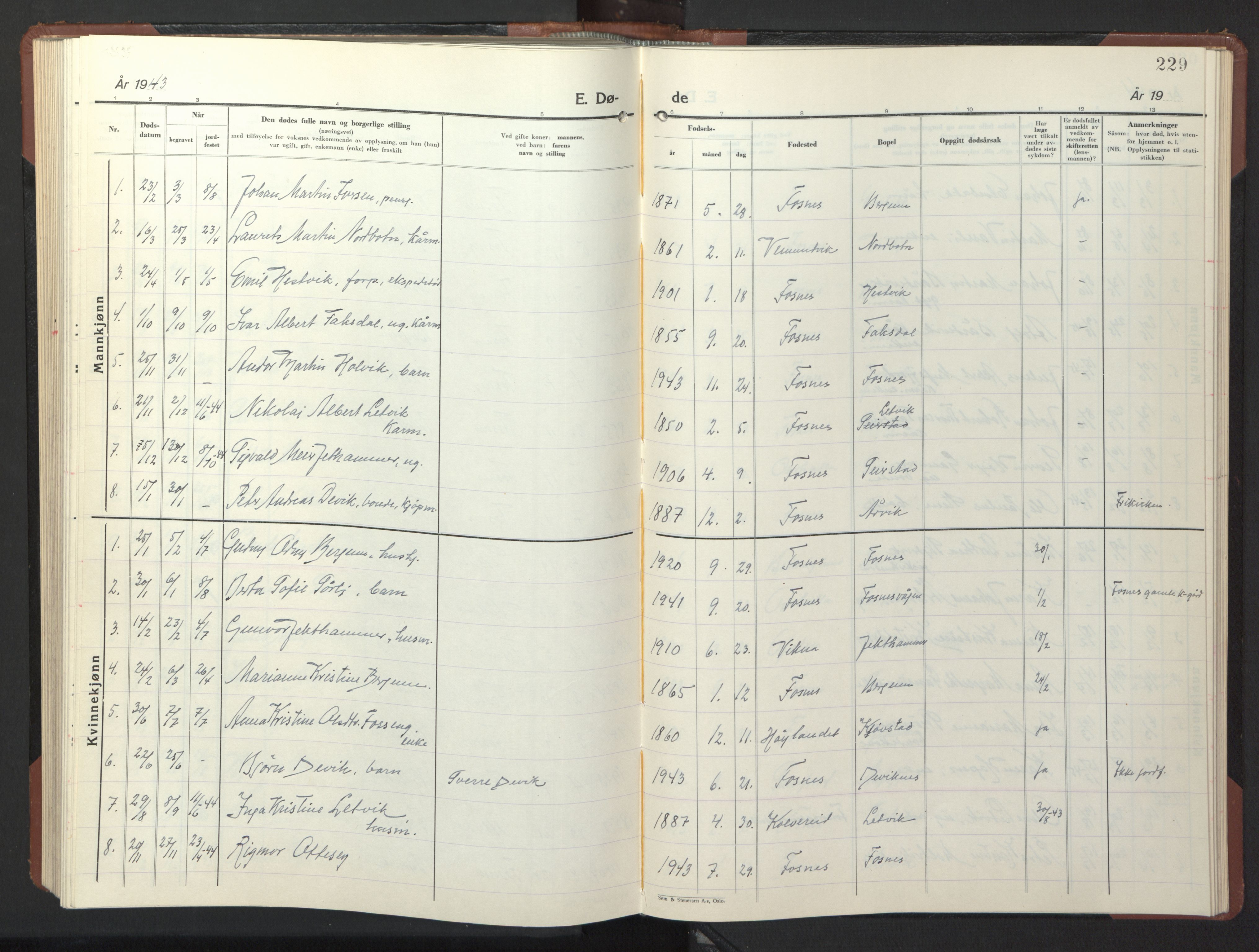 Ministerialprotokoller, klokkerbøker og fødselsregistre - Nord-Trøndelag, SAT/A-1458/773/L0625: Parish register (copy) no. 773C01, 1910-1952, p. 229
