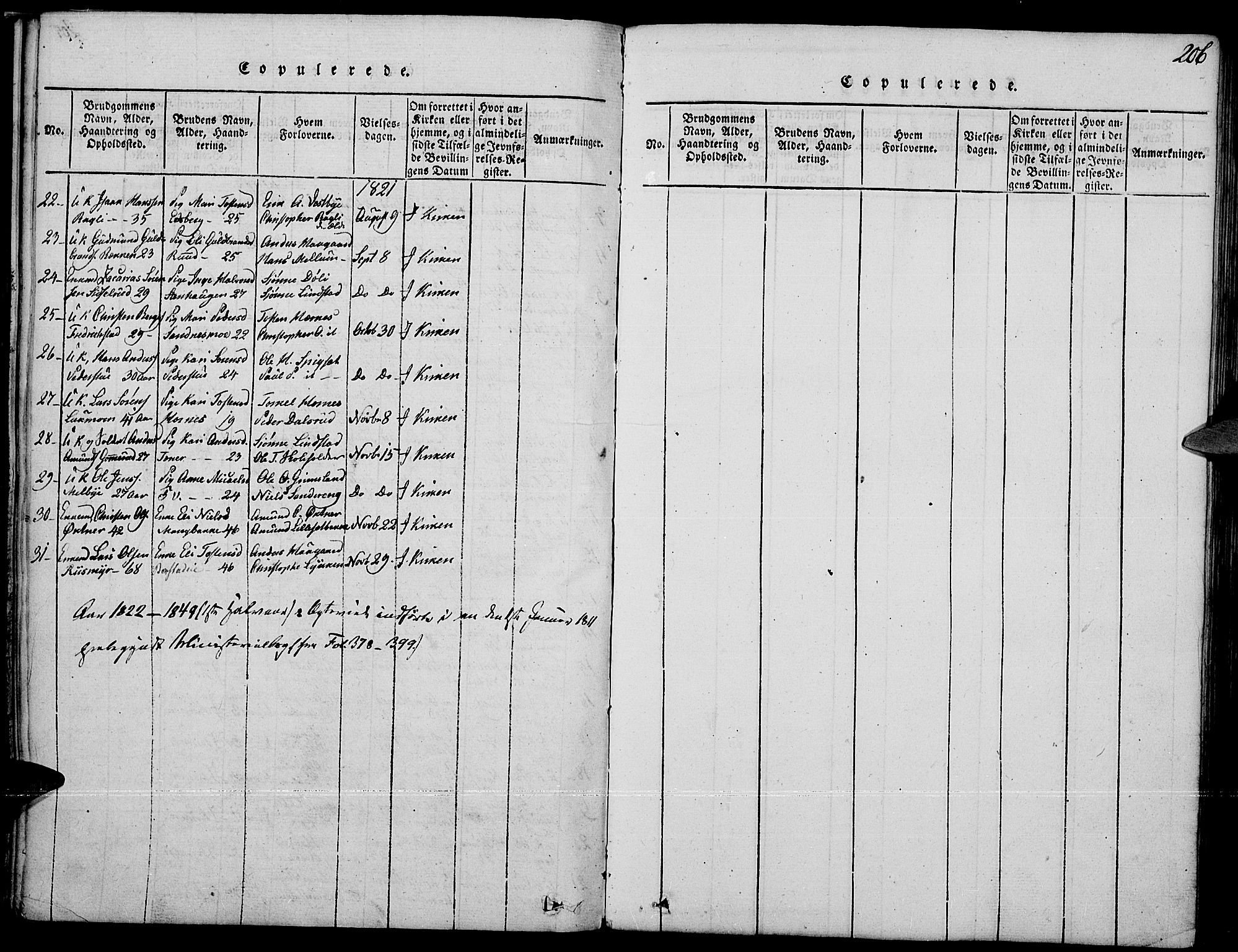 Strøm-Odalen prestekontor, AV/SAH-PREST-028/H/Ha/Haa/L0006: Parish register (official) no. 6, 1814-1850, p. 206