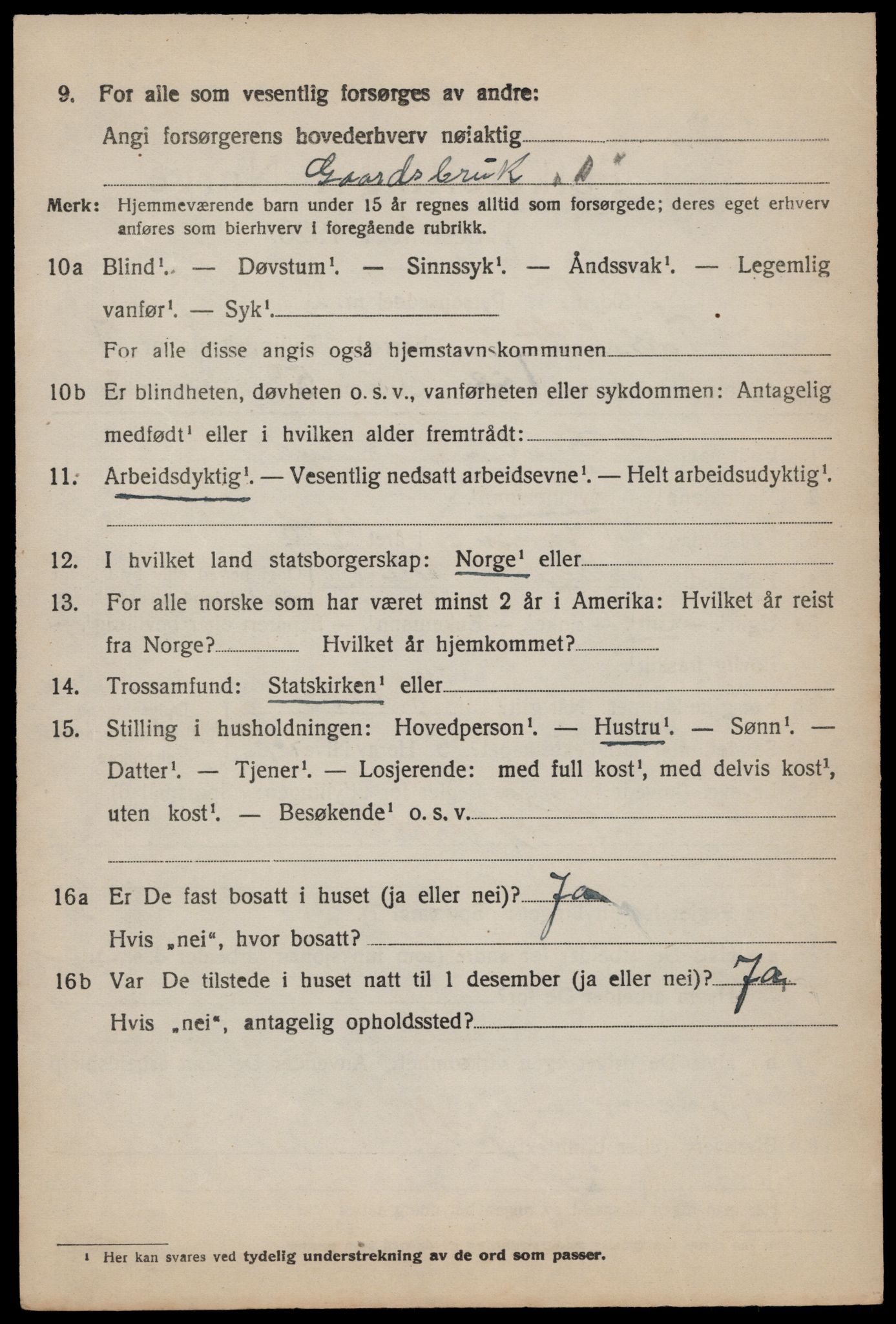 SAST, 1920 census for Forsand, 1920, p. 3416