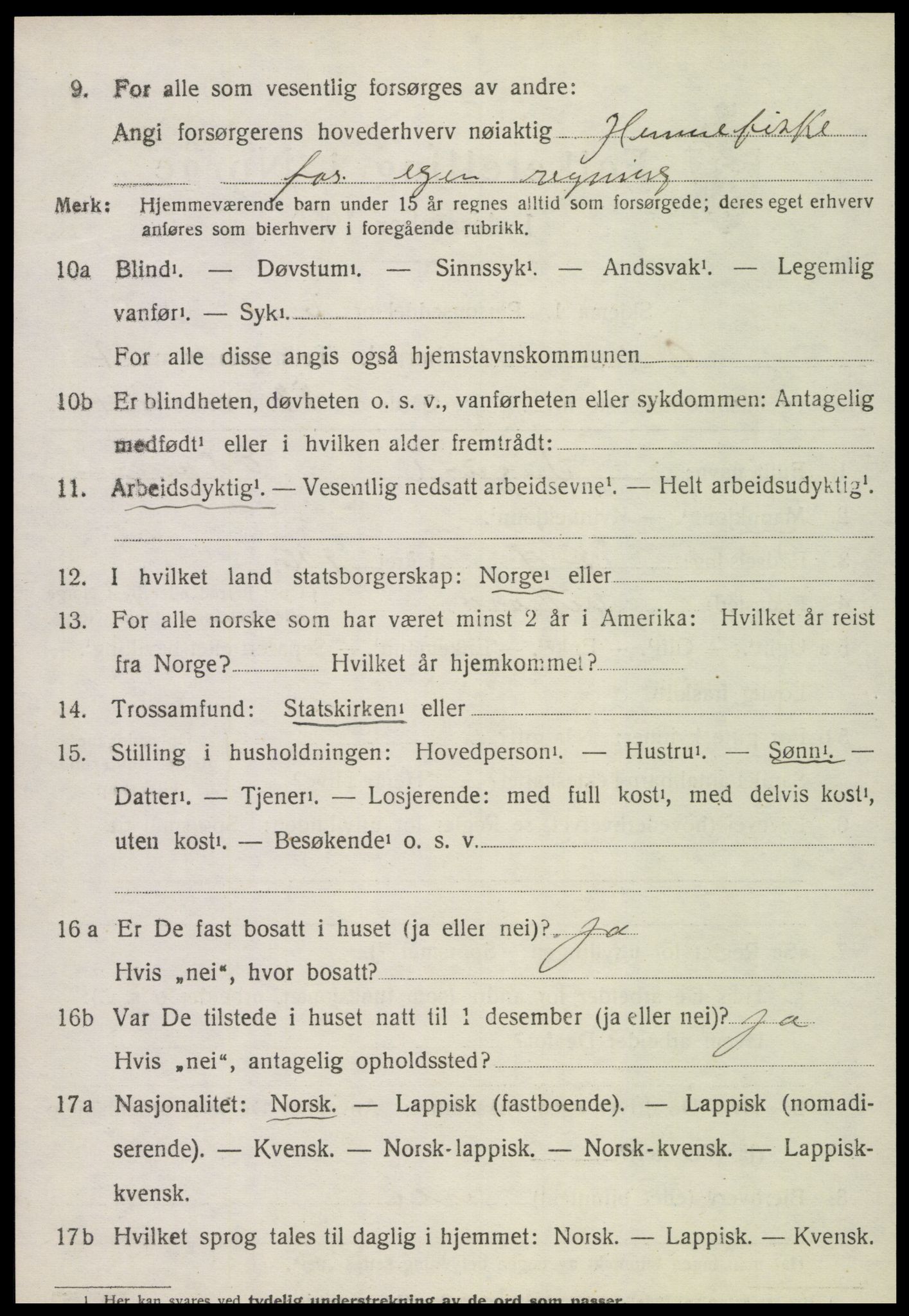 SAT, 1920 census for Vikna, 1920, p. 5486