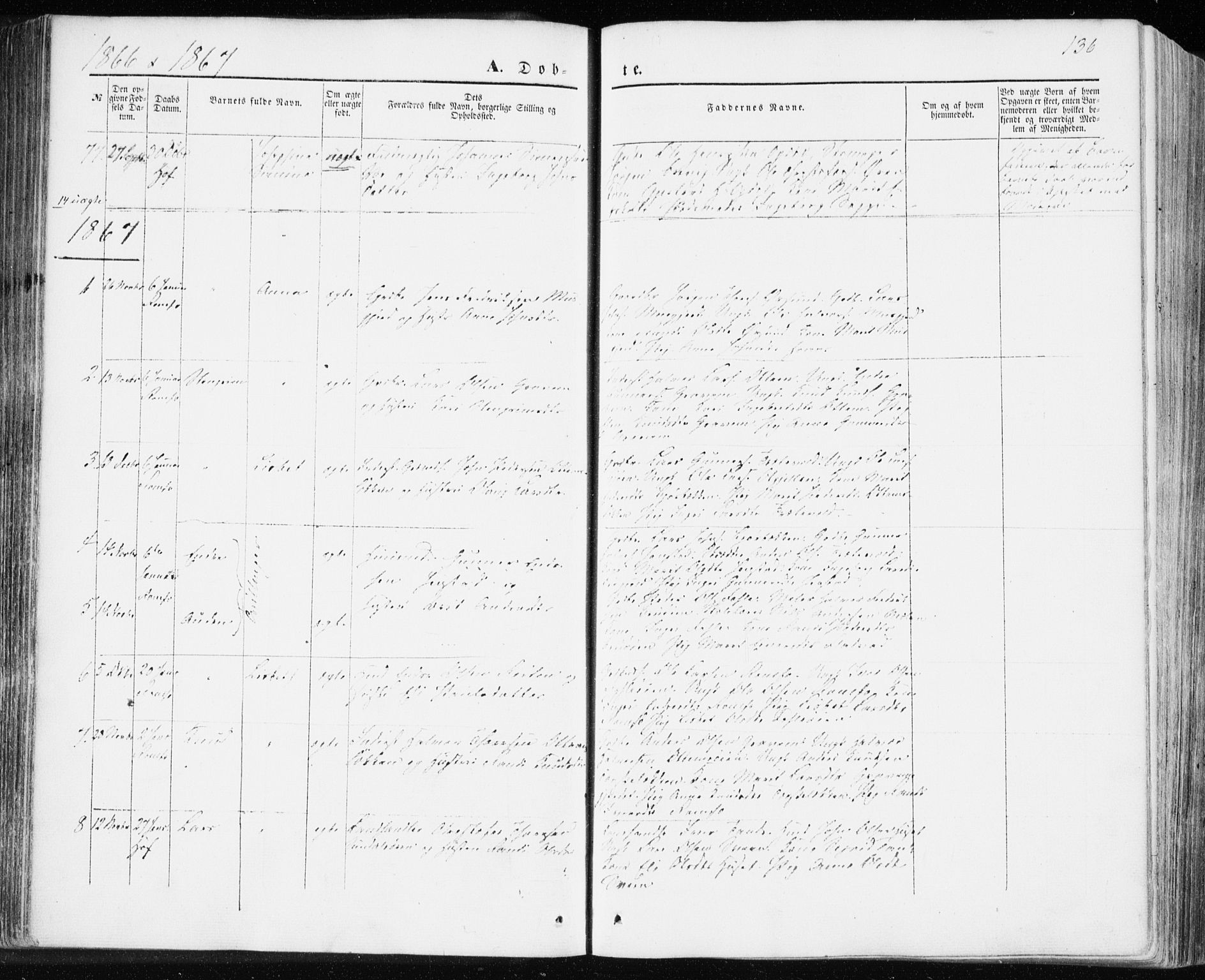 Ministerialprotokoller, klokkerbøker og fødselsregistre - Møre og Romsdal, SAT/A-1454/590/L1013: Parish register (official) no. 590A05, 1847-1877, p. 136