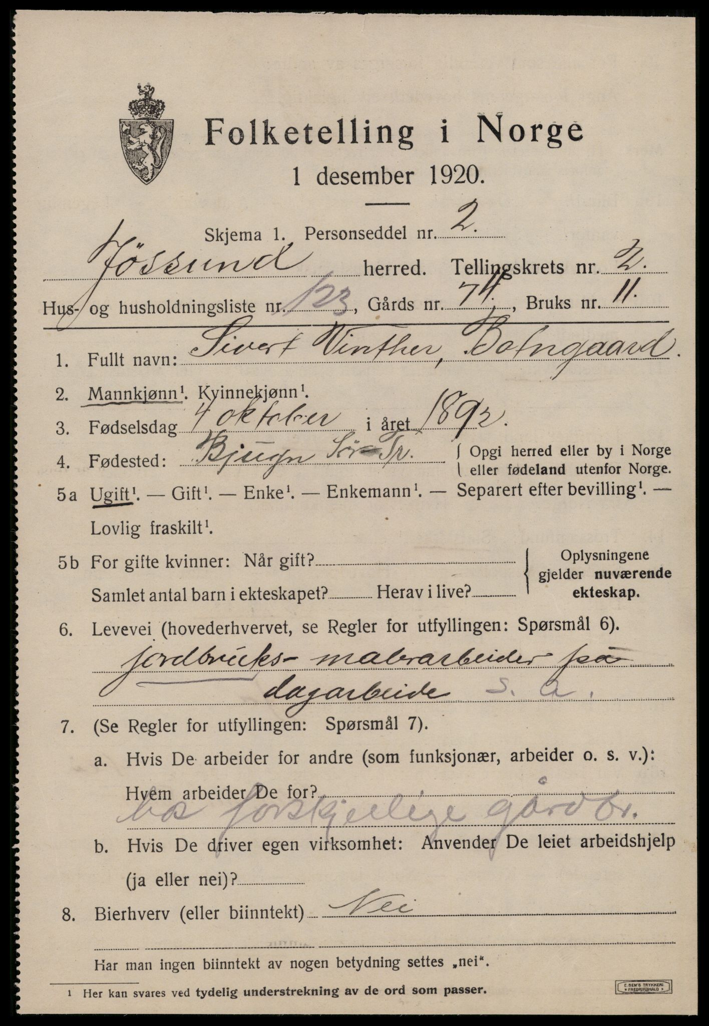 SAT, 1920 census for Jøssund, 1920, p. 2678