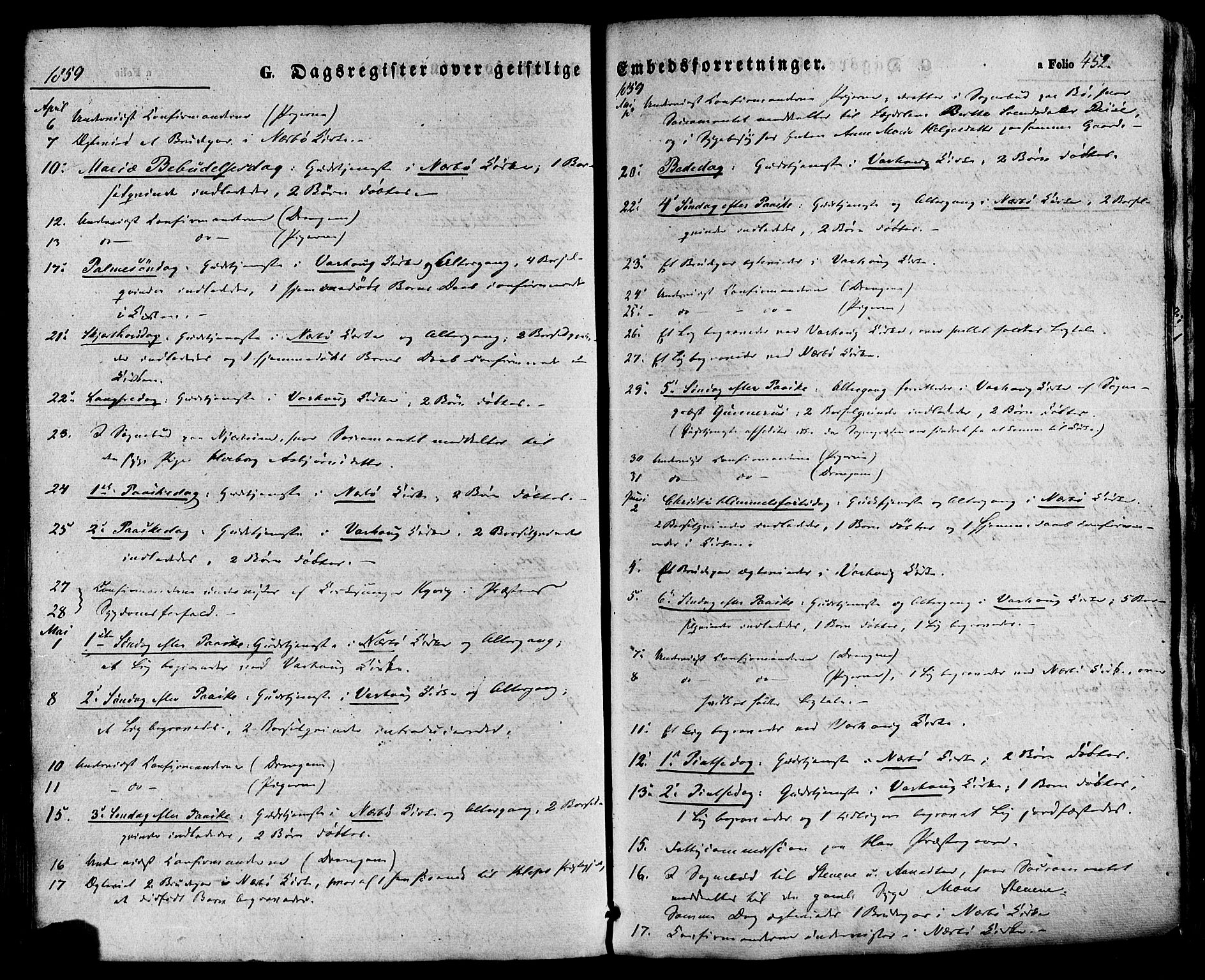 Hå sokneprestkontor, SAST/A-101801/001/30BA/L0008: Parish register (official) no. A 7, 1853-1878, p. 452