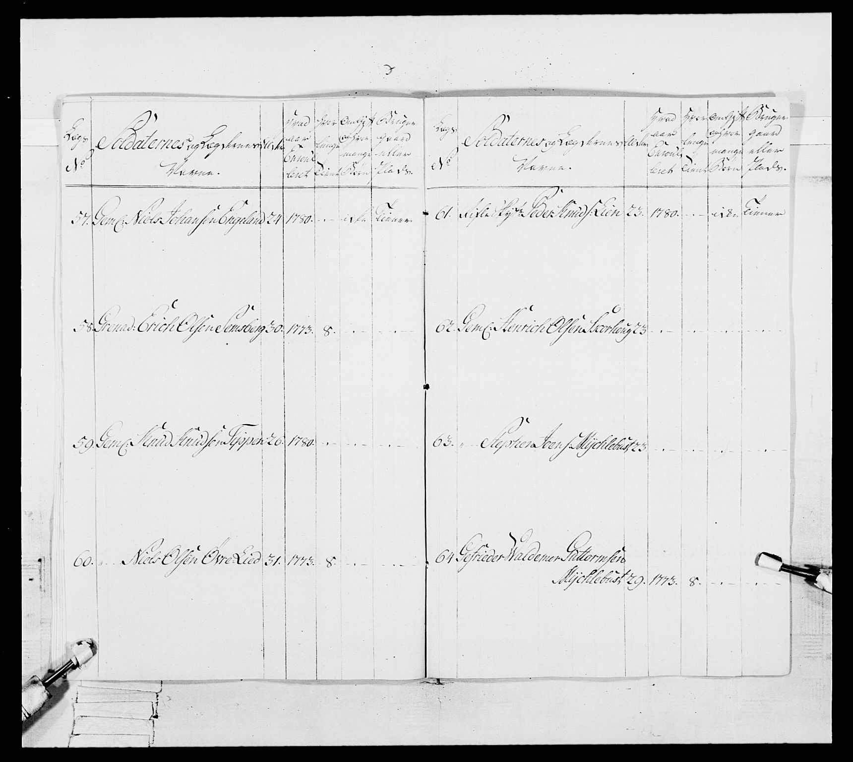 Generalitets- og kommissariatskollegiet, Det kongelige norske kommissariatskollegium, AV/RA-EA-5420/E/Eh/L0091: 1. Bergenhusiske nasjonale infanteriregiment, 1780-1783, p. 541