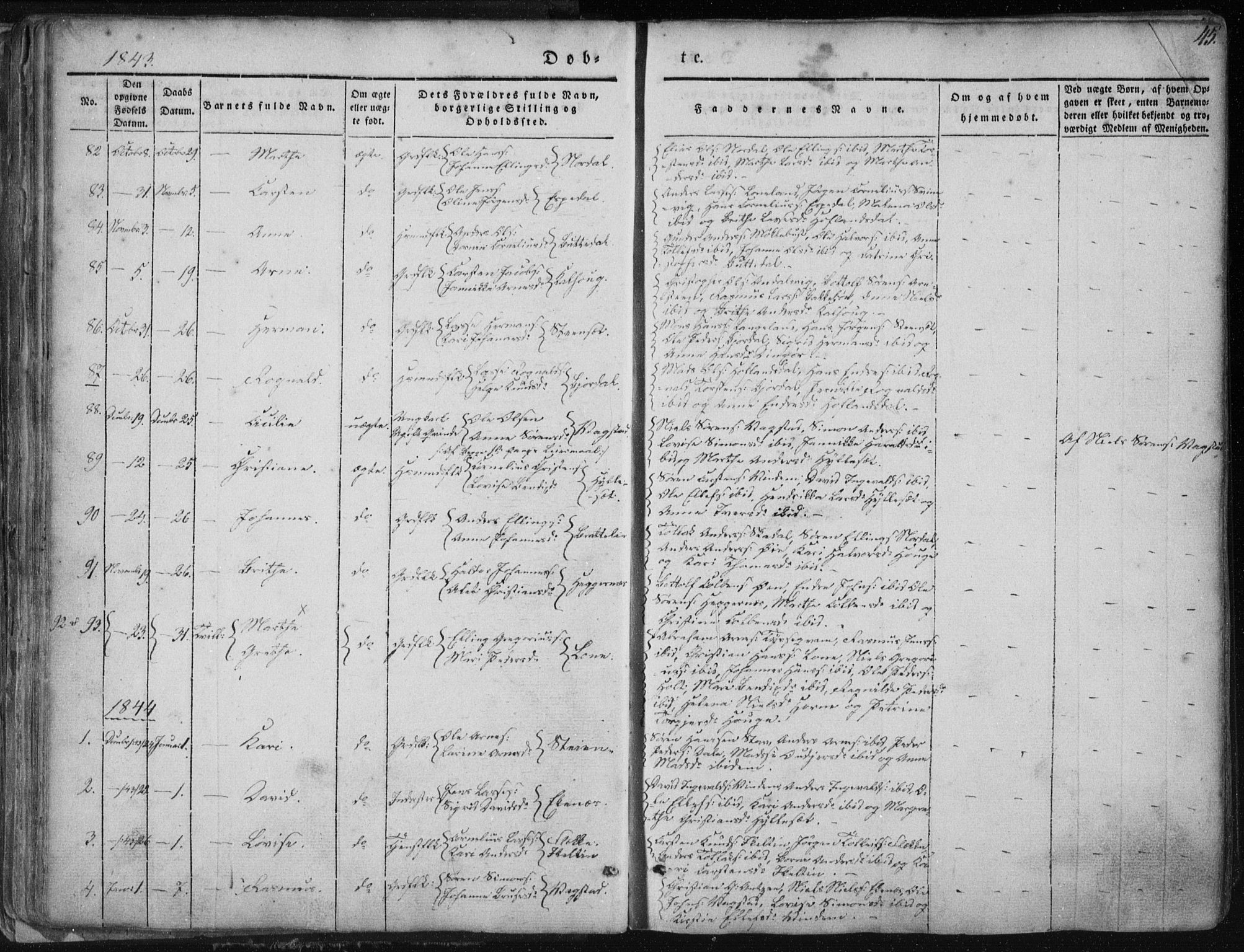 Fjaler sokneprestembete, AV/SAB-A-79801/H/Haa/Haaa/L0006: Parish register (official) no. A 6, 1835-1884, p. 45