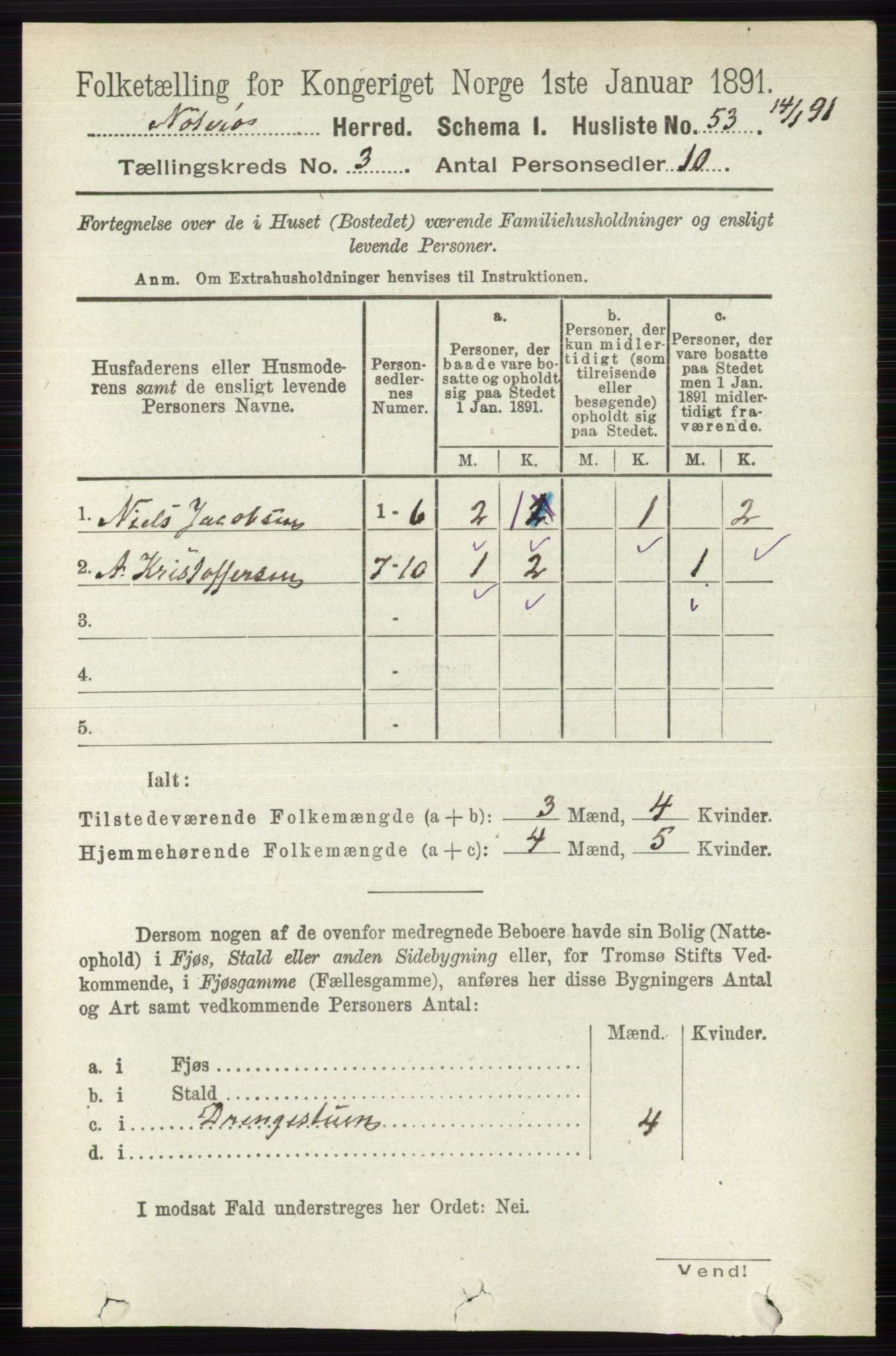 RA, 1891 census for 0722 Nøtterøy, 1891, p. 1532