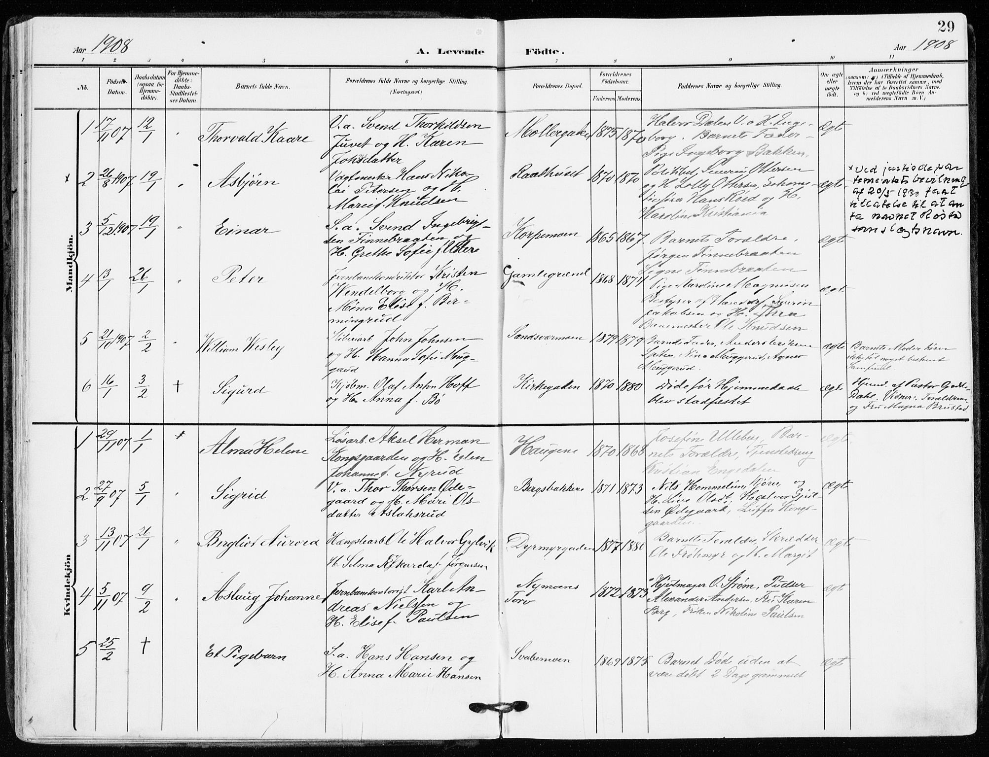 Kongsberg kirkebøker, SAKO/A-22/F/Fb/L0004: Parish register (official) no. II 4, 1906-1918, p. 29