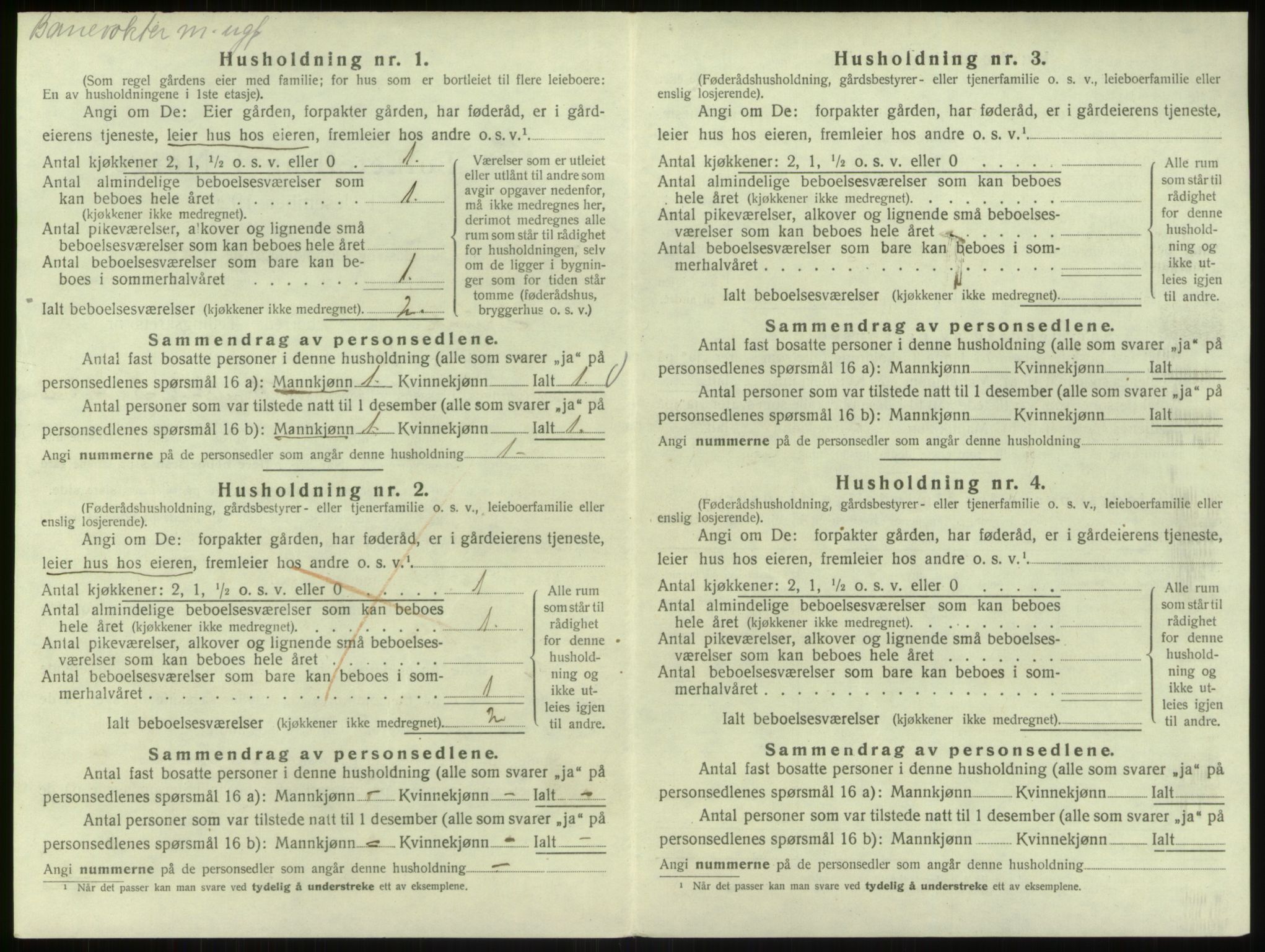 SAB, 1920 census for Bruvik, 1920, p. 1091