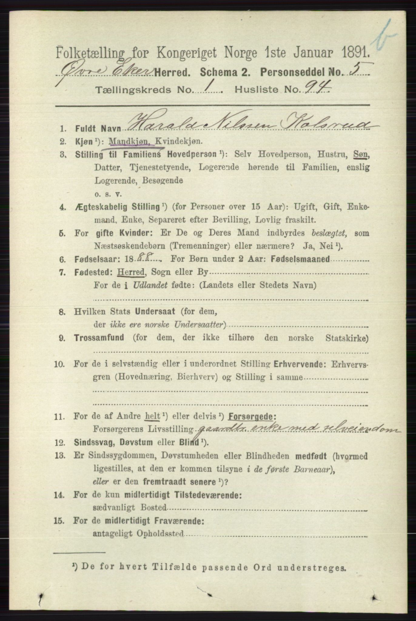 RA, 1891 census for 0624 Øvre Eiker, 1891, p. 8363