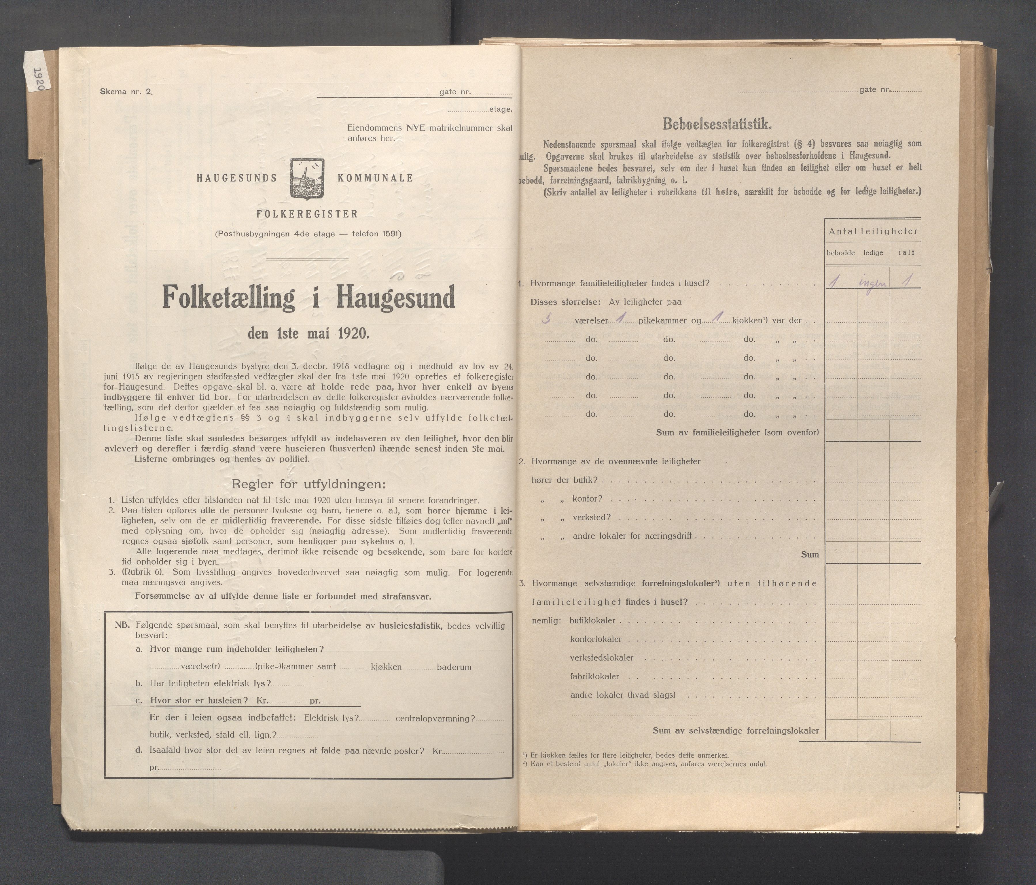 IKAR, Local census 1.5.1920 for Haugesund, 1920, p. 1133