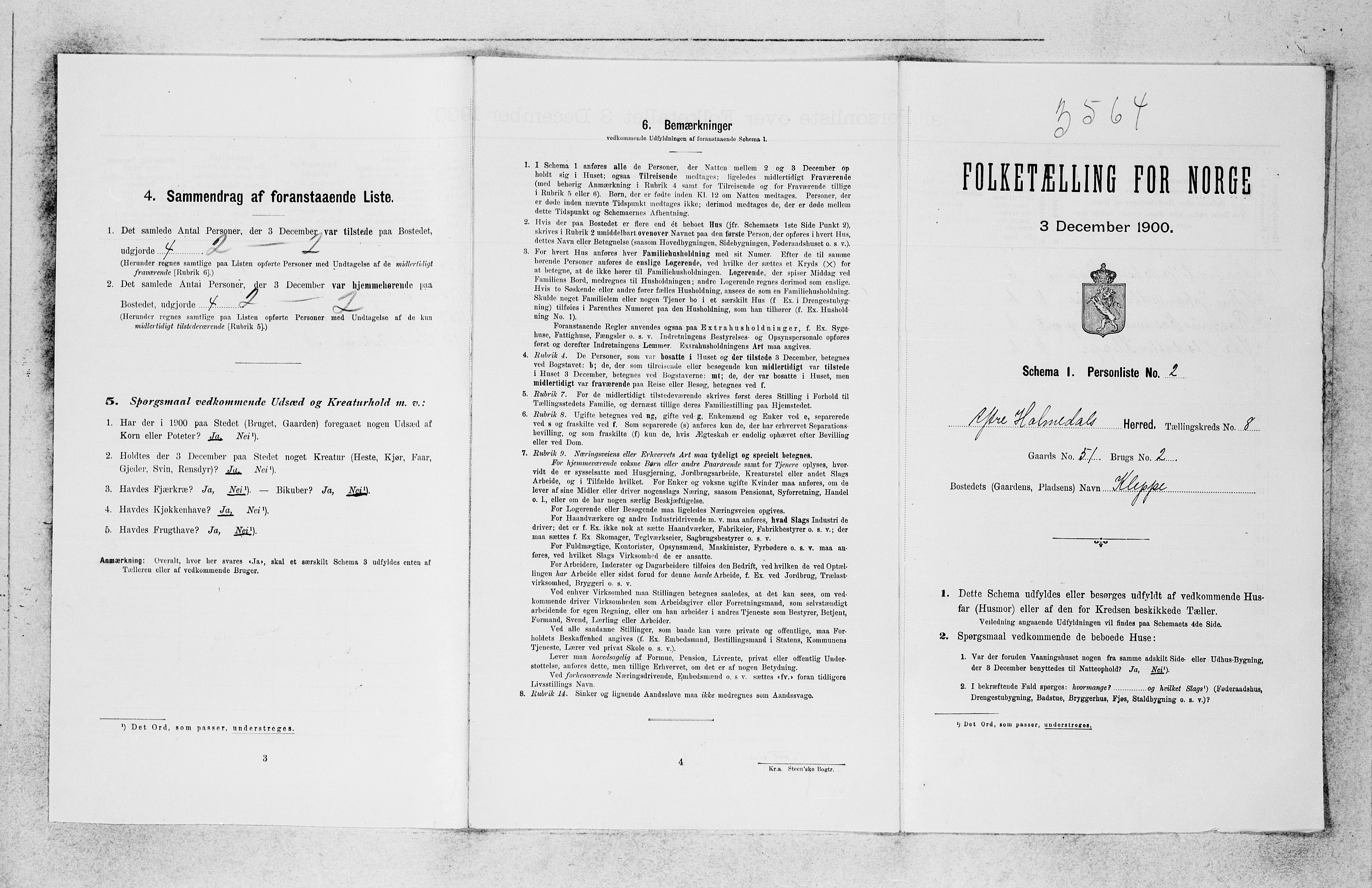 SAB, 1900 census for Ytre Holmedal, 1900, p. 599