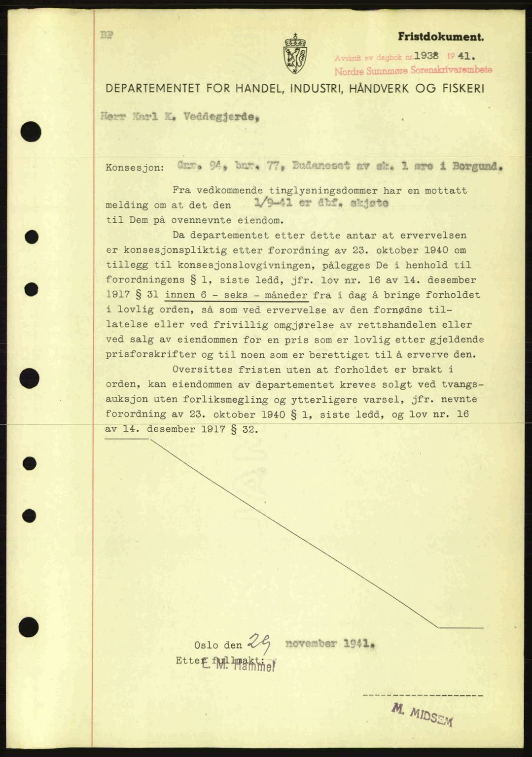 Nordre Sunnmøre sorenskriveri, AV/SAT-A-0006/1/2/2C/2Ca: Mortgage book no. B1-6, 1938-1942, Diary no: : 1938/1941