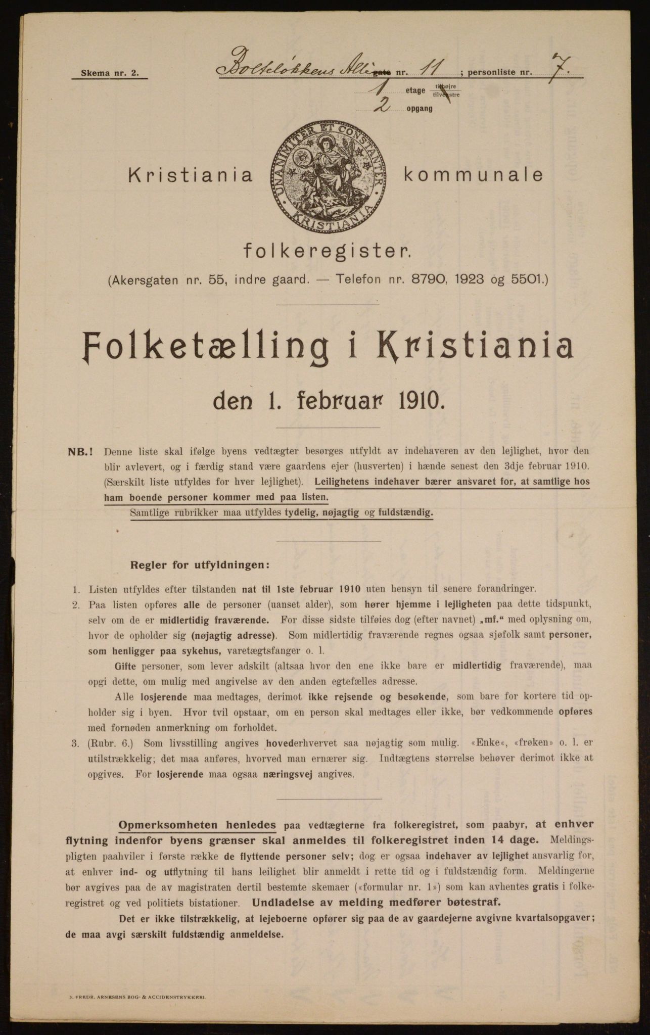 OBA, Municipal Census 1910 for Kristiania, 1910, p. 7381