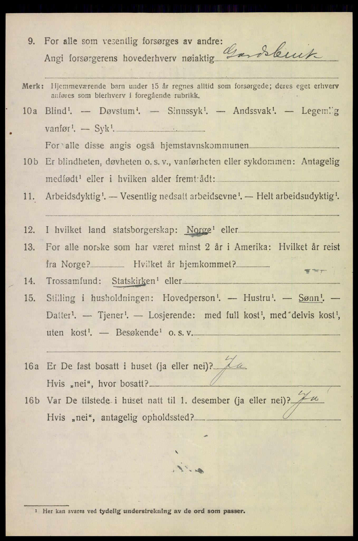 SAH, 1920 census for Vestre Toten, 1920, p. 8915