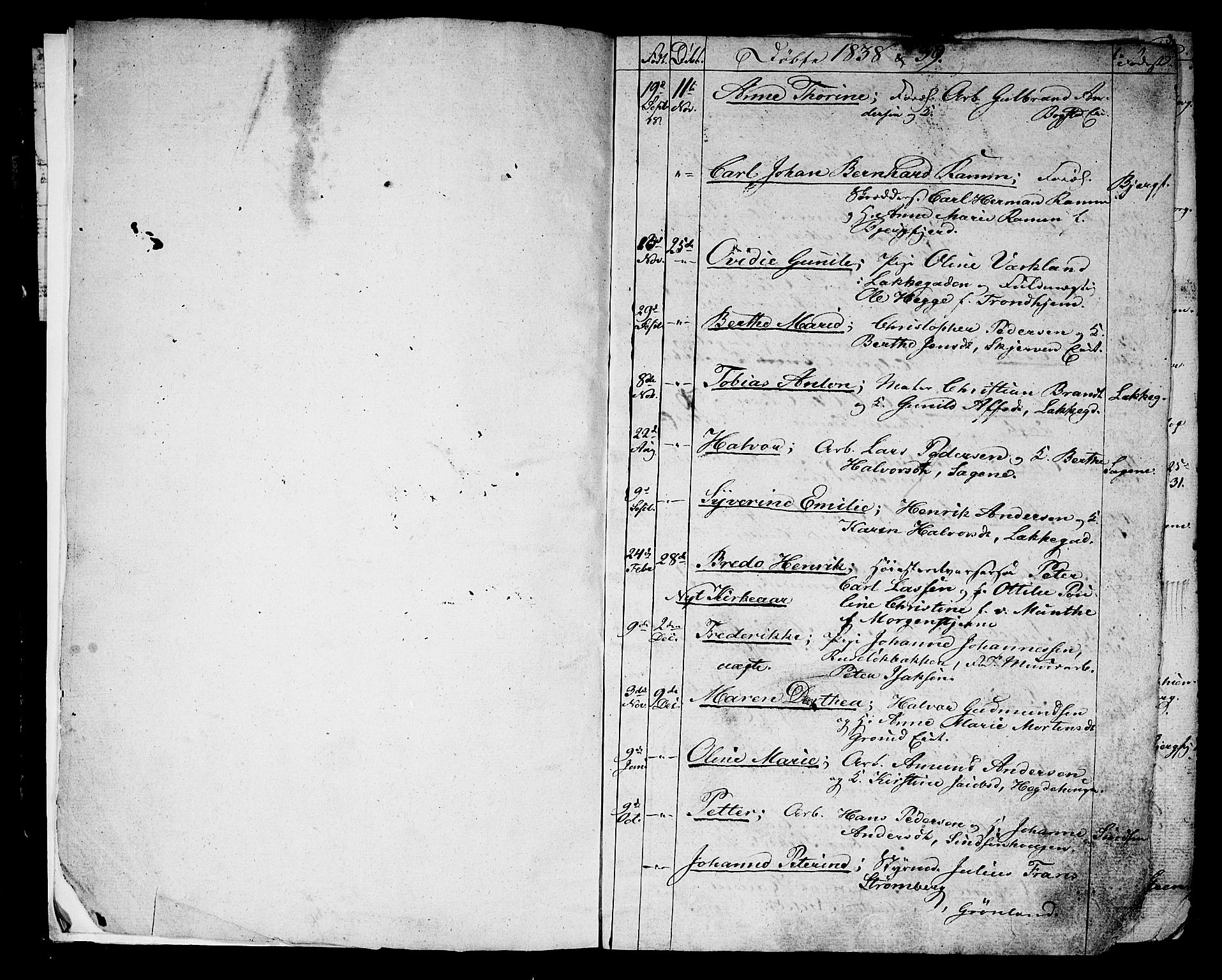 Aker prestekontor kirkebøker, SAO/A-10861/G/L0007: Parish register (copy) no. 7, 1838-1846, p. 0-1