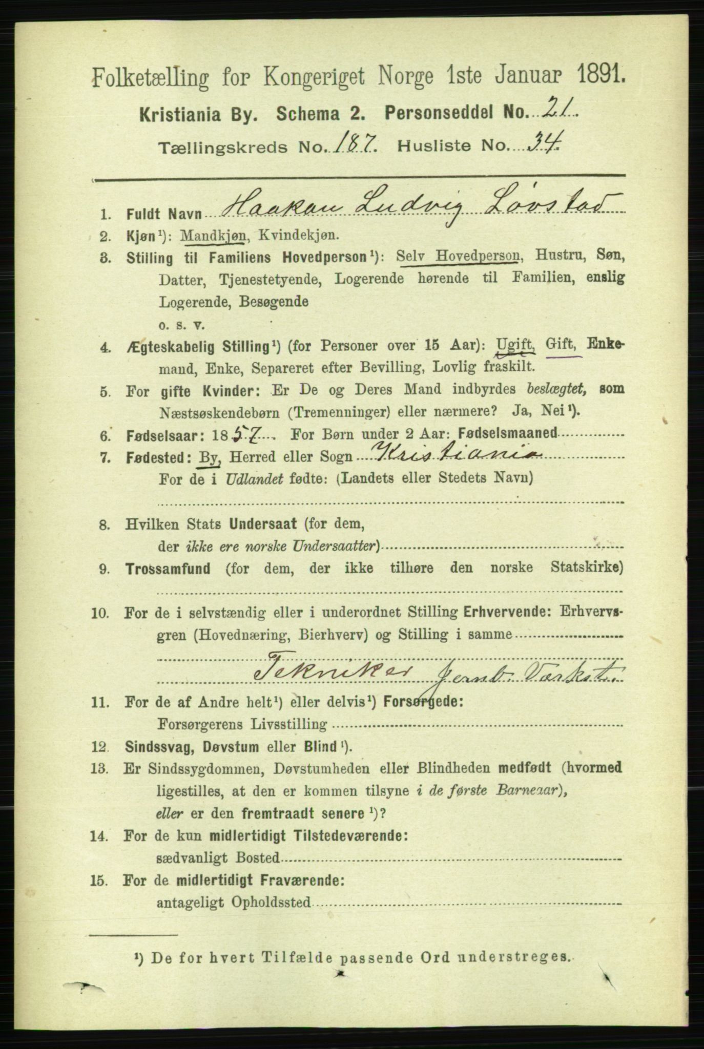 RA, 1891 census for 0301 Kristiania, 1891, p. 112522