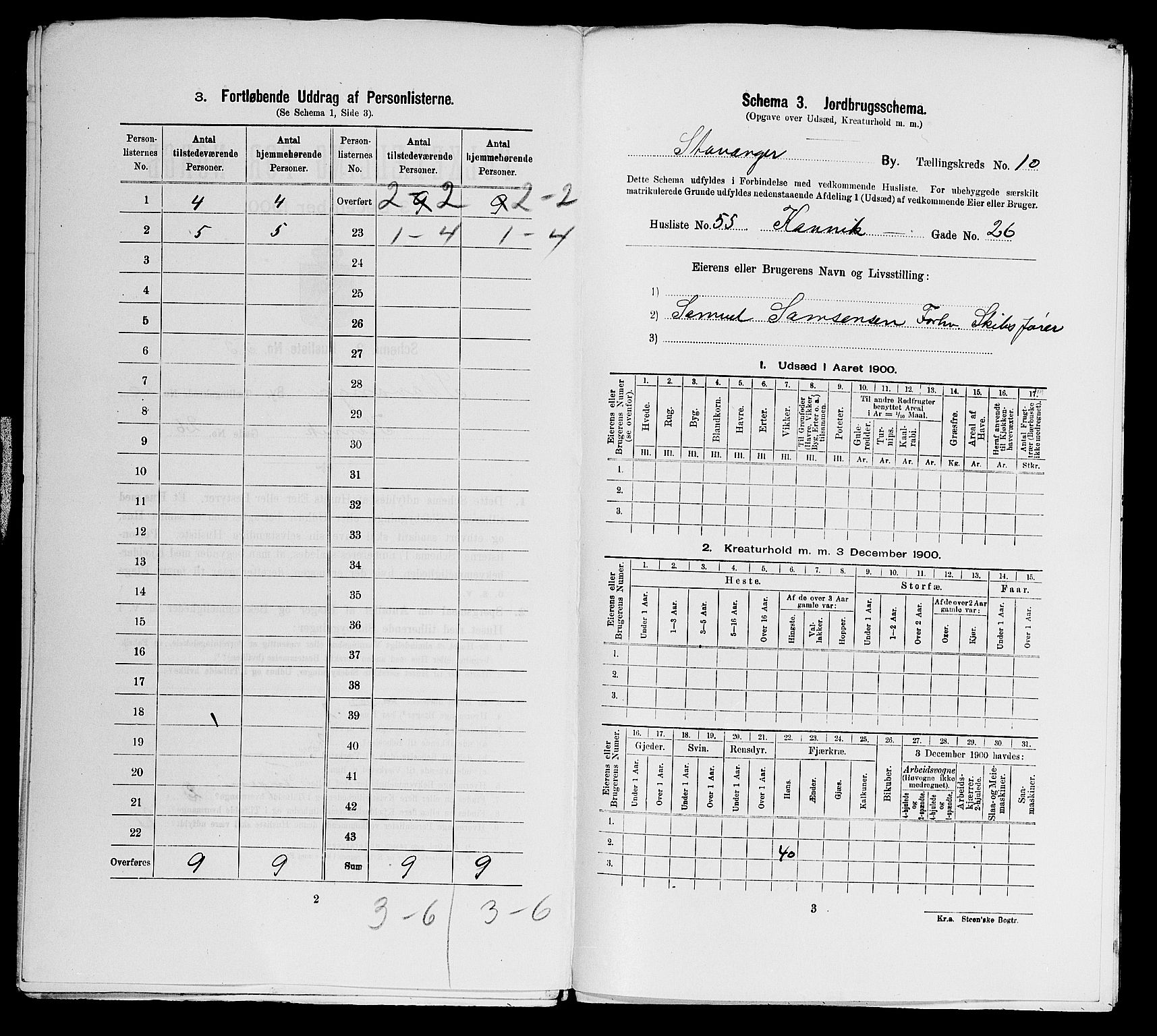 SAST, 1900 census for Stavanger, 1900, p. 4707