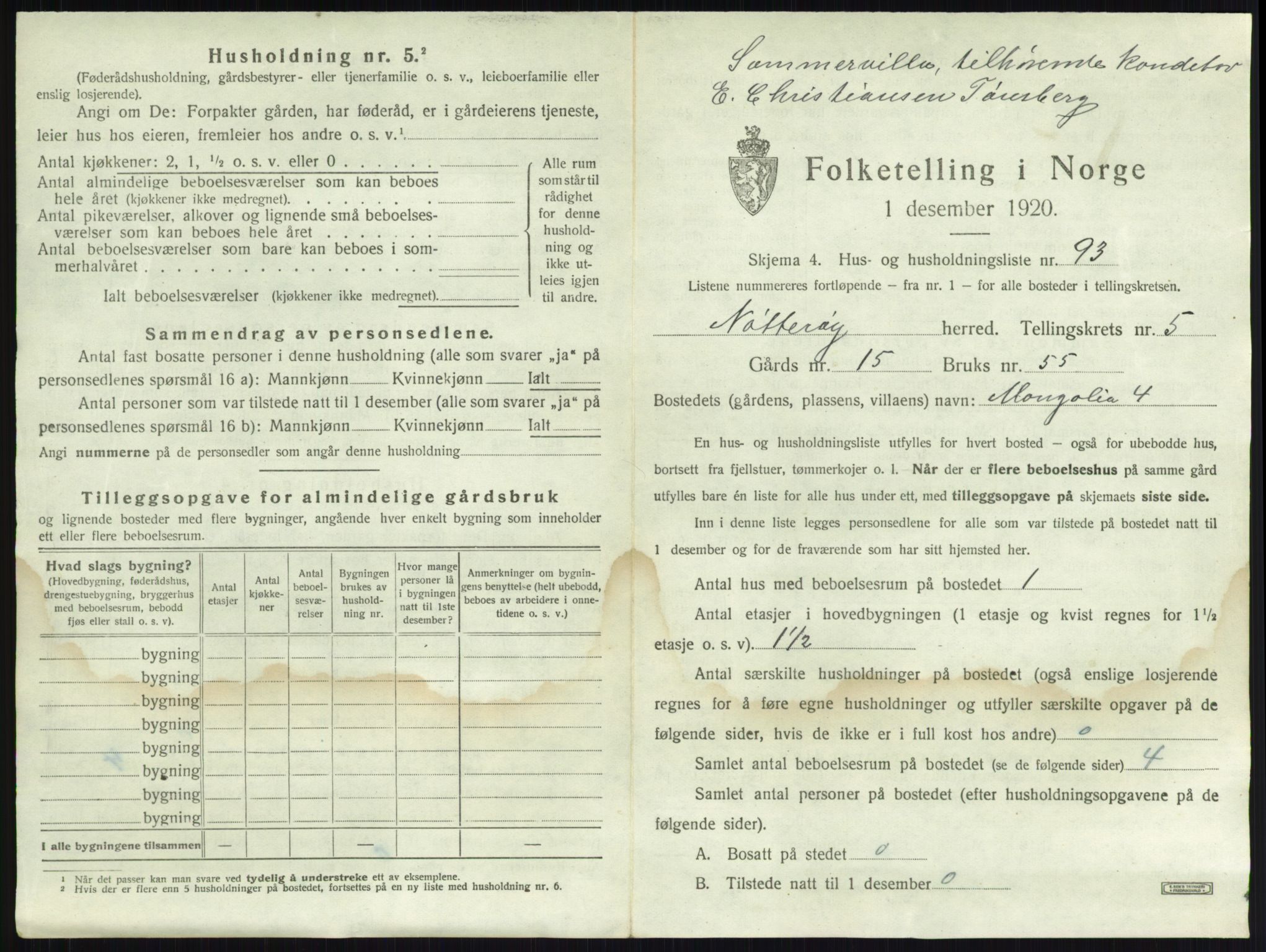 SAKO, 1920 census for Nøtterøy, 1920, p. 1056