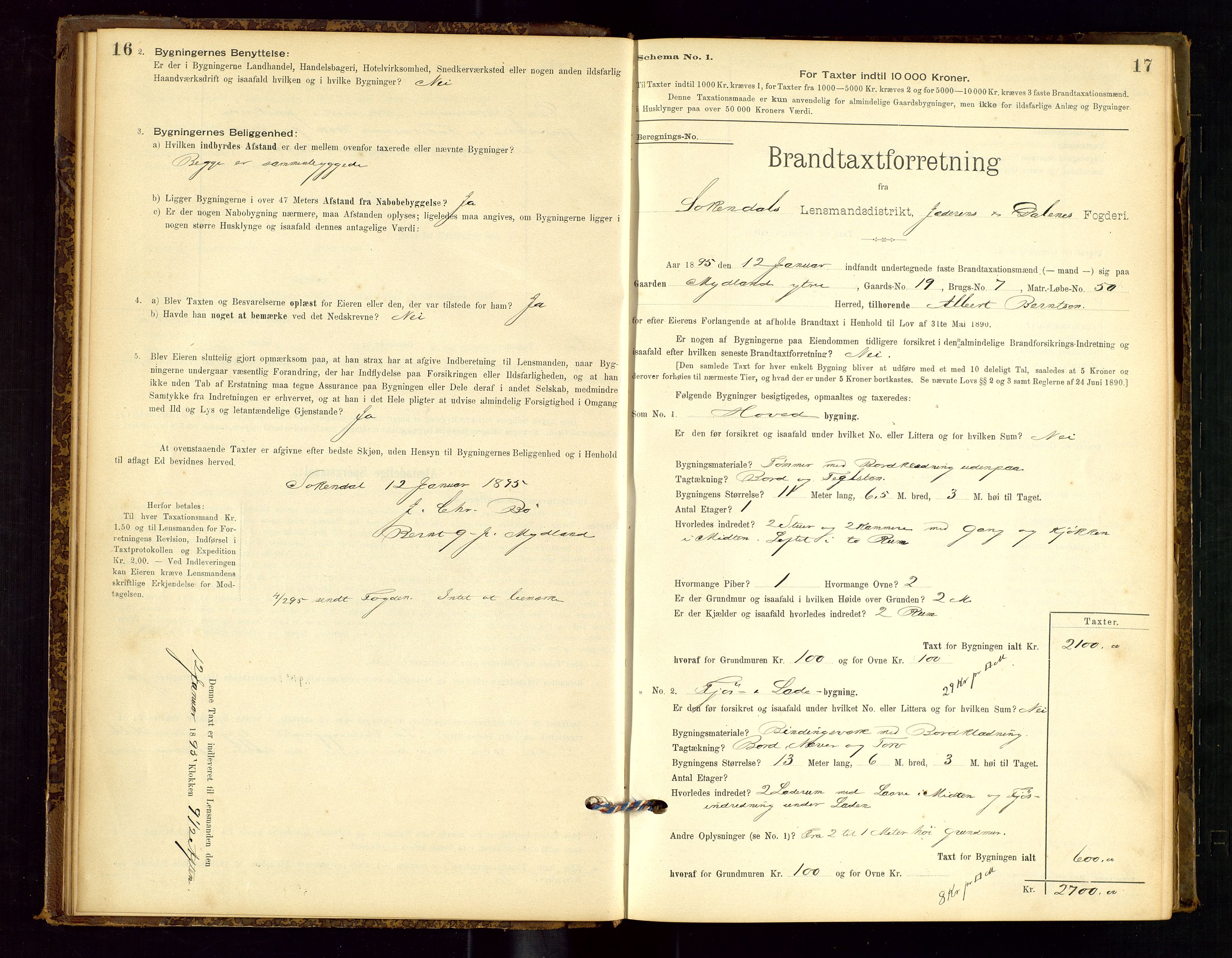 Sokndal lensmannskontor, AV/SAST-A-100417/Gob/L0001: "Brandtaxt-Protokol", 1895-1902, p. 16-17