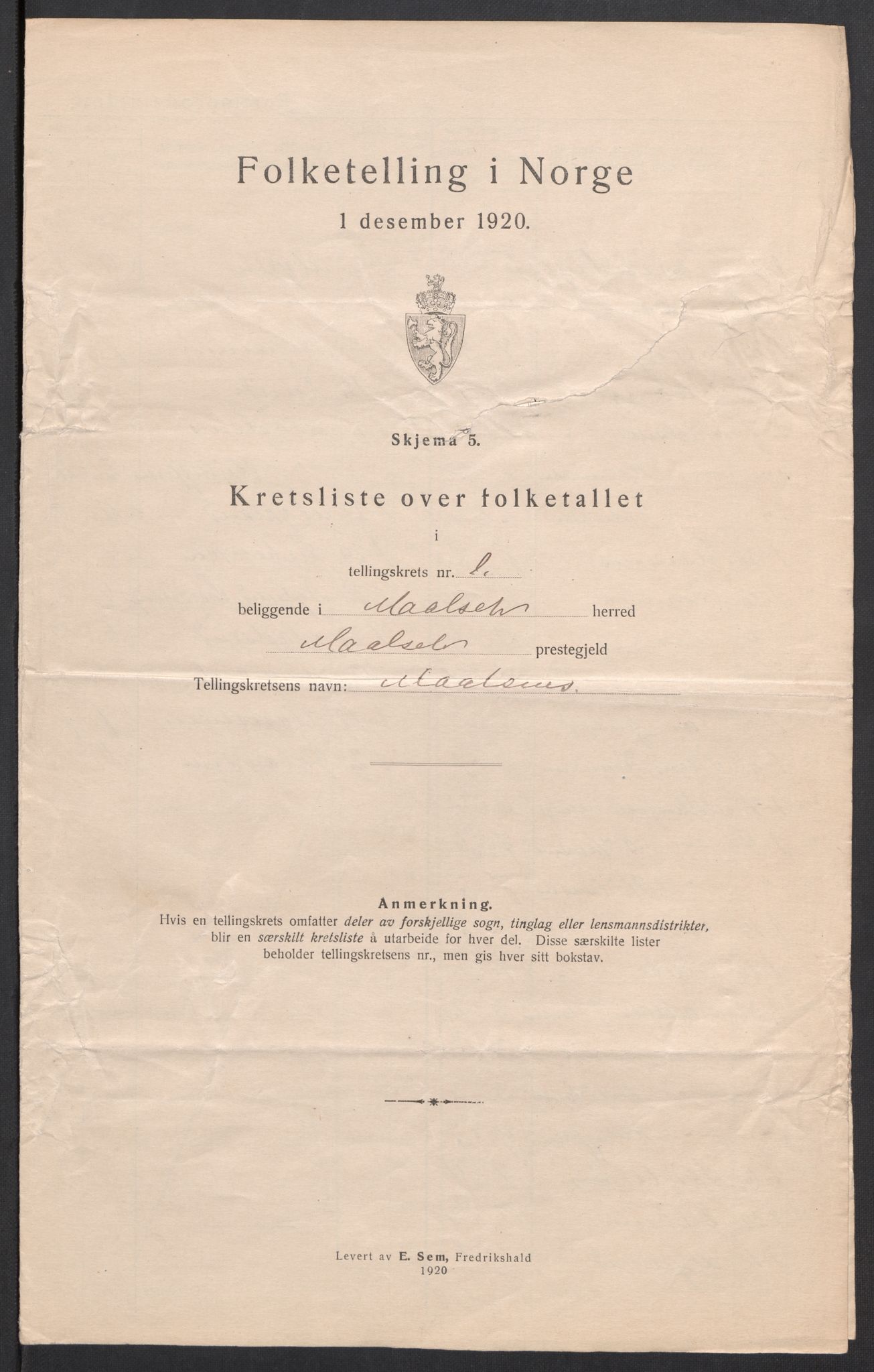 SATØ, 1920 census for Målselv, 1920, p. 6