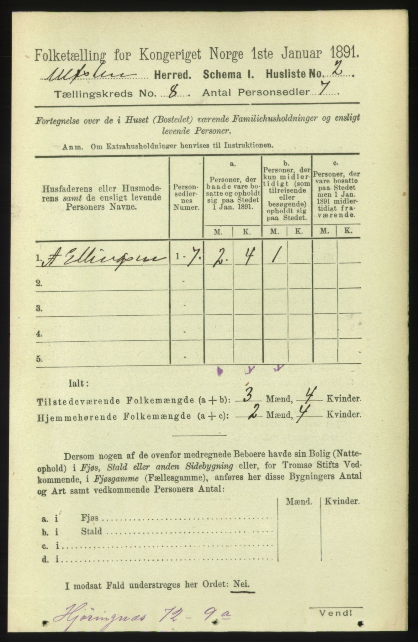 RA, 1891 census for 1516 Ulstein, 1891, p. 2521