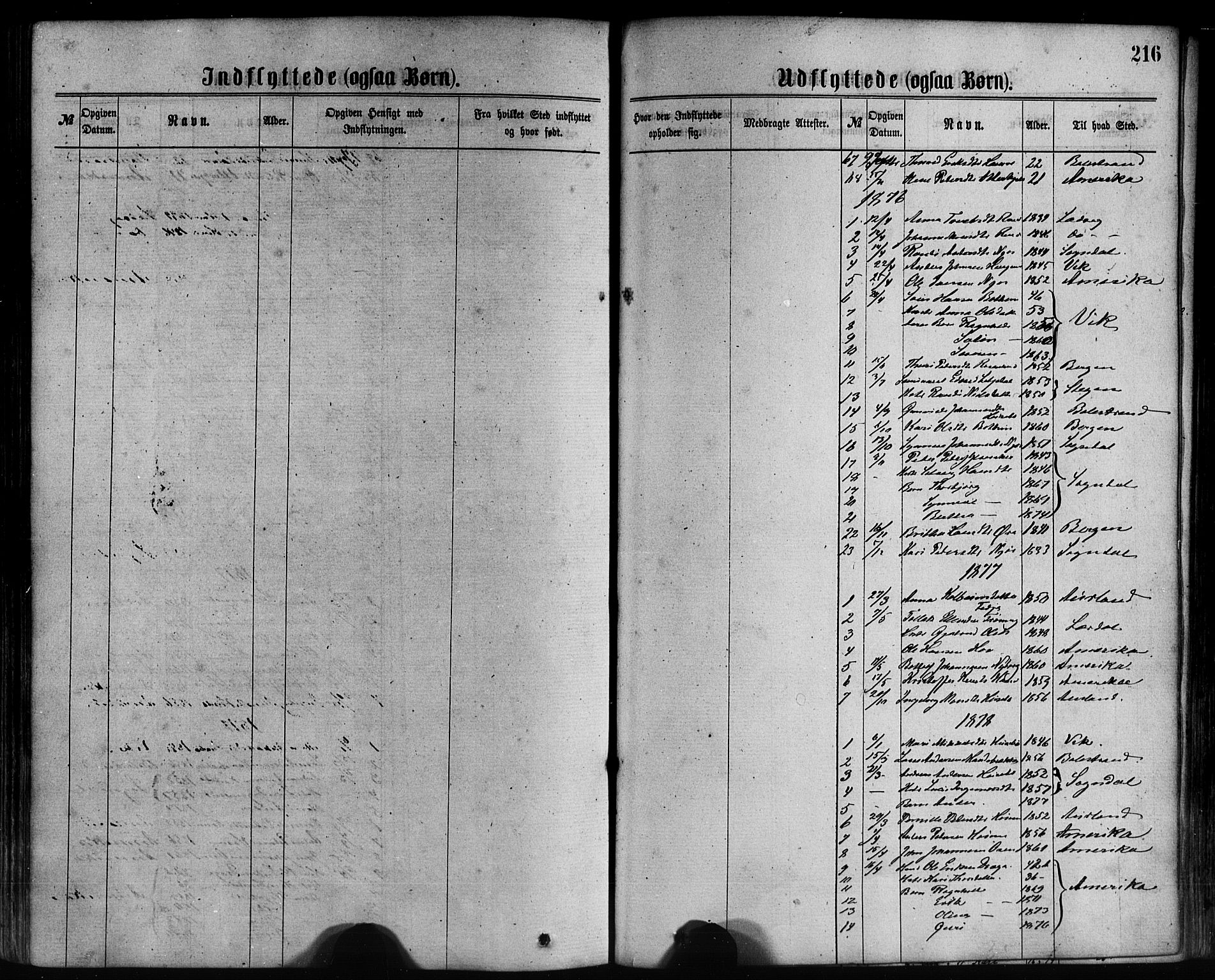 Leikanger sokneprestembete, SAB/A-81001: Parish register (official) no. A 9, 1869-1888, p. 216