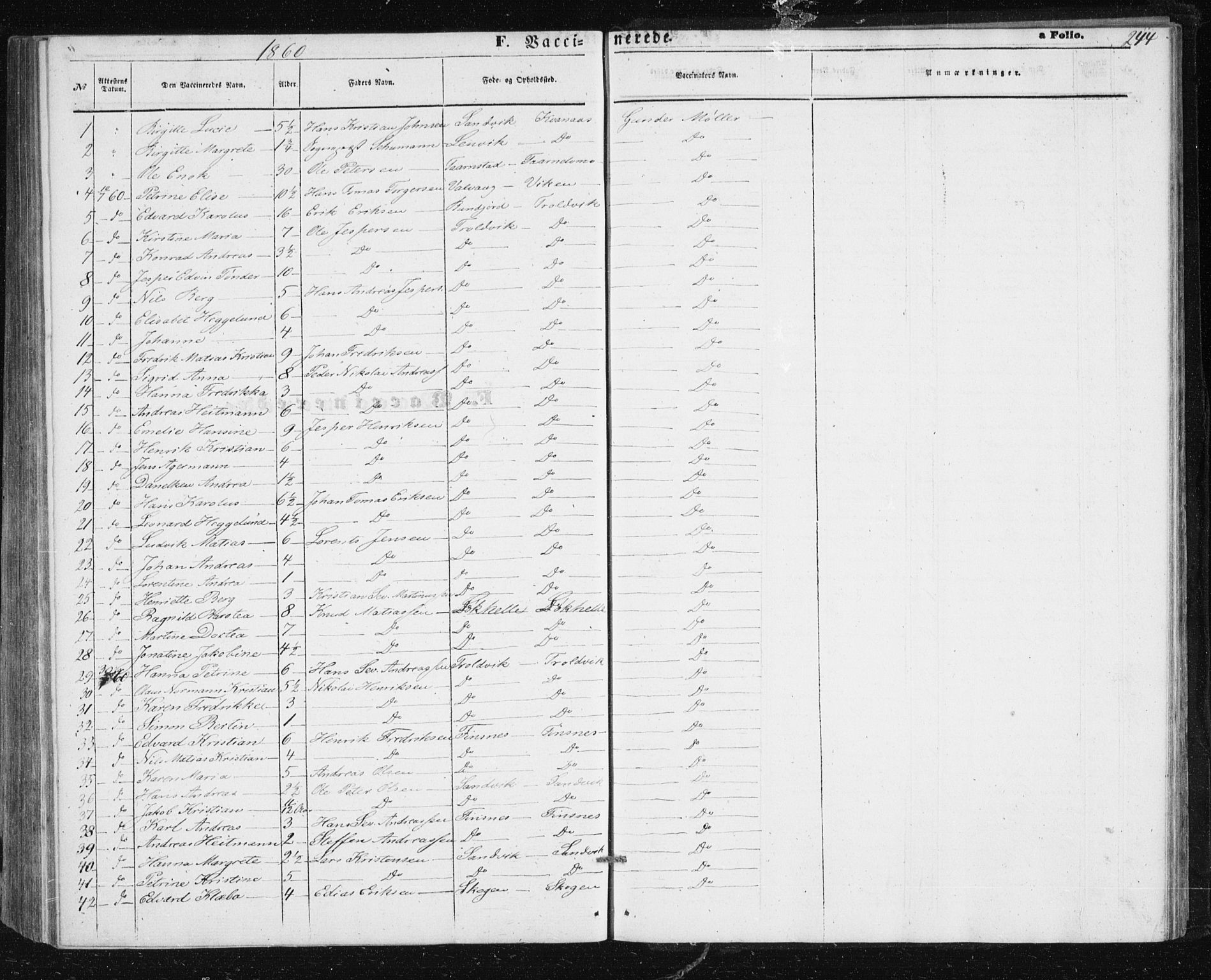 Lenvik sokneprestembete, SATØ/S-1310/H/Ha/Hab/L0004klokker: Parish register (copy) no. 4, 1859-1869, p. 244