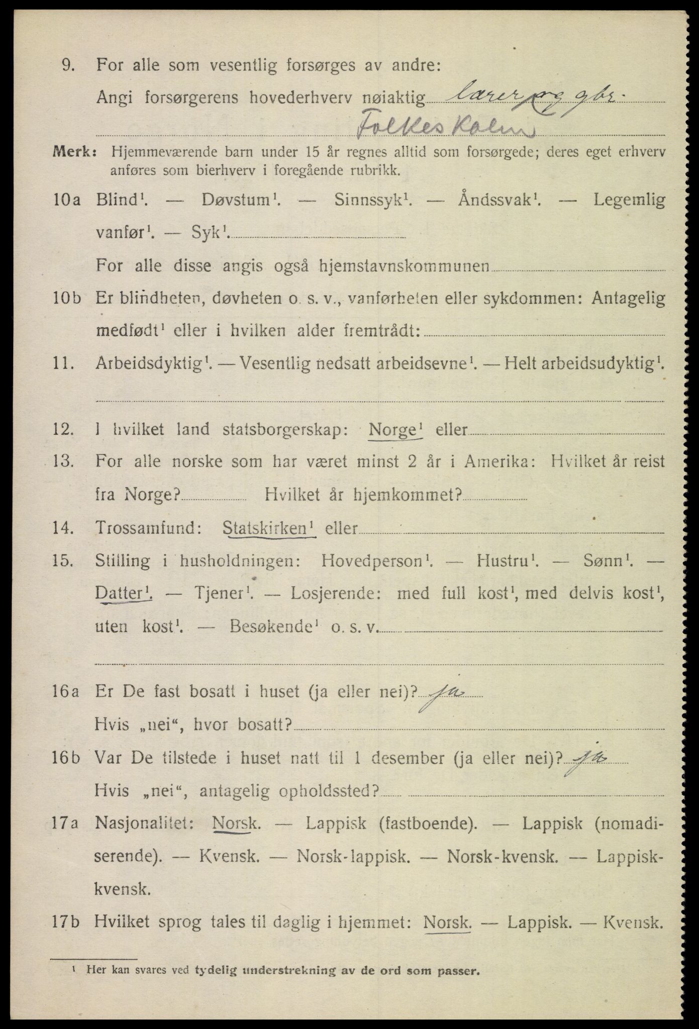 SAT, 1920 census for Evenes, 1920, p. 6023