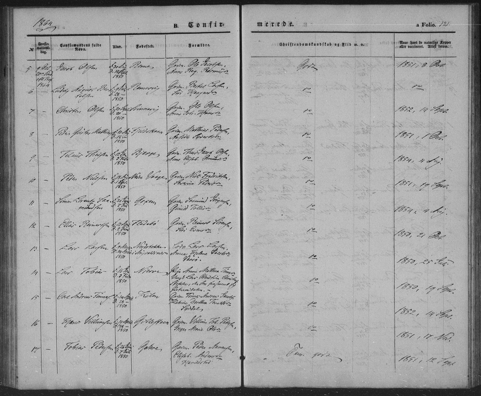 Sør-Audnedal sokneprestkontor, AV/SAK-1111-0039/F/Fa/Faa/L0002: Parish register (official) no. A 2, 1848-1867, p. 121