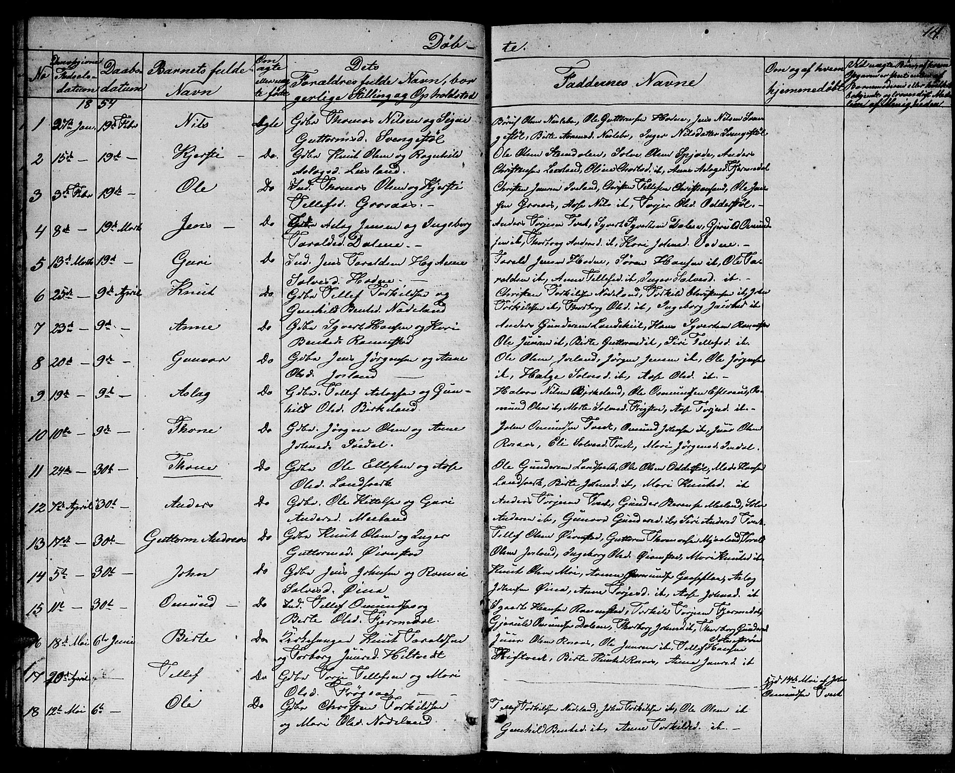Evje sokneprestkontor, AV/SAK-1111-0008/F/Fb/Fbc/L0002: Parish register (copy) no. B 2, 1849-1876, p. 14