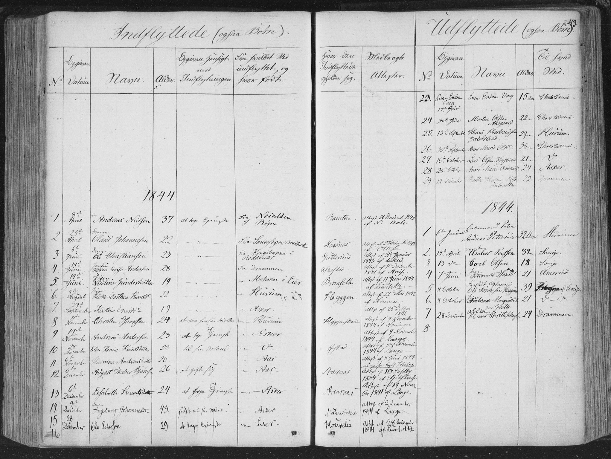 Røyken kirkebøker, SAKO/A-241/F/Fa/L0005: Parish register (official) no. 5, 1833-1856, p. 243