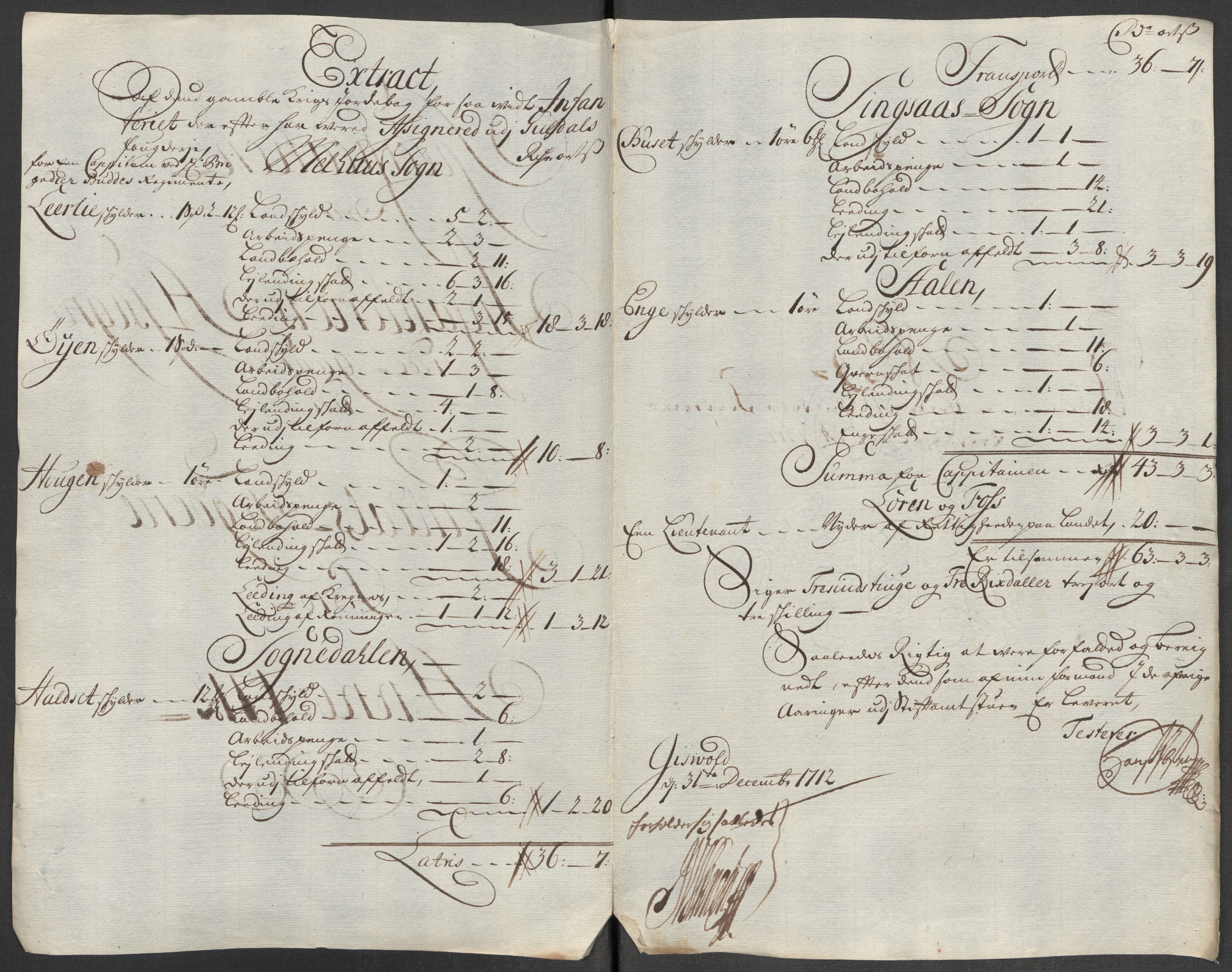 Rentekammeret inntil 1814, Reviderte regnskaper, Fogderegnskap, AV/RA-EA-4092/R60/L3963: Fogderegnskap Orkdal og Gauldal, 1712, p. 457