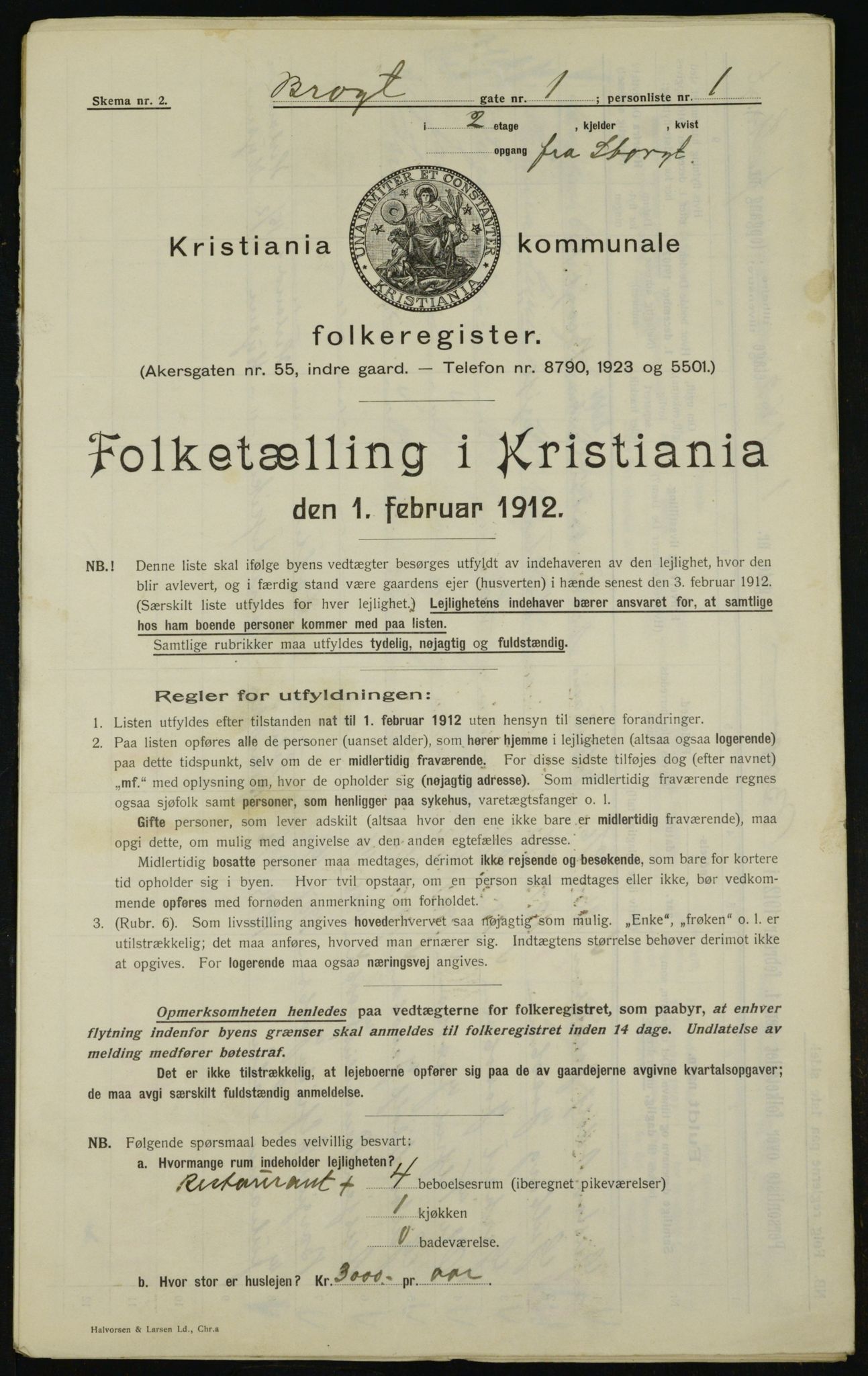 OBA, Municipal Census 1912 for Kristiania, 1912, p. 9544