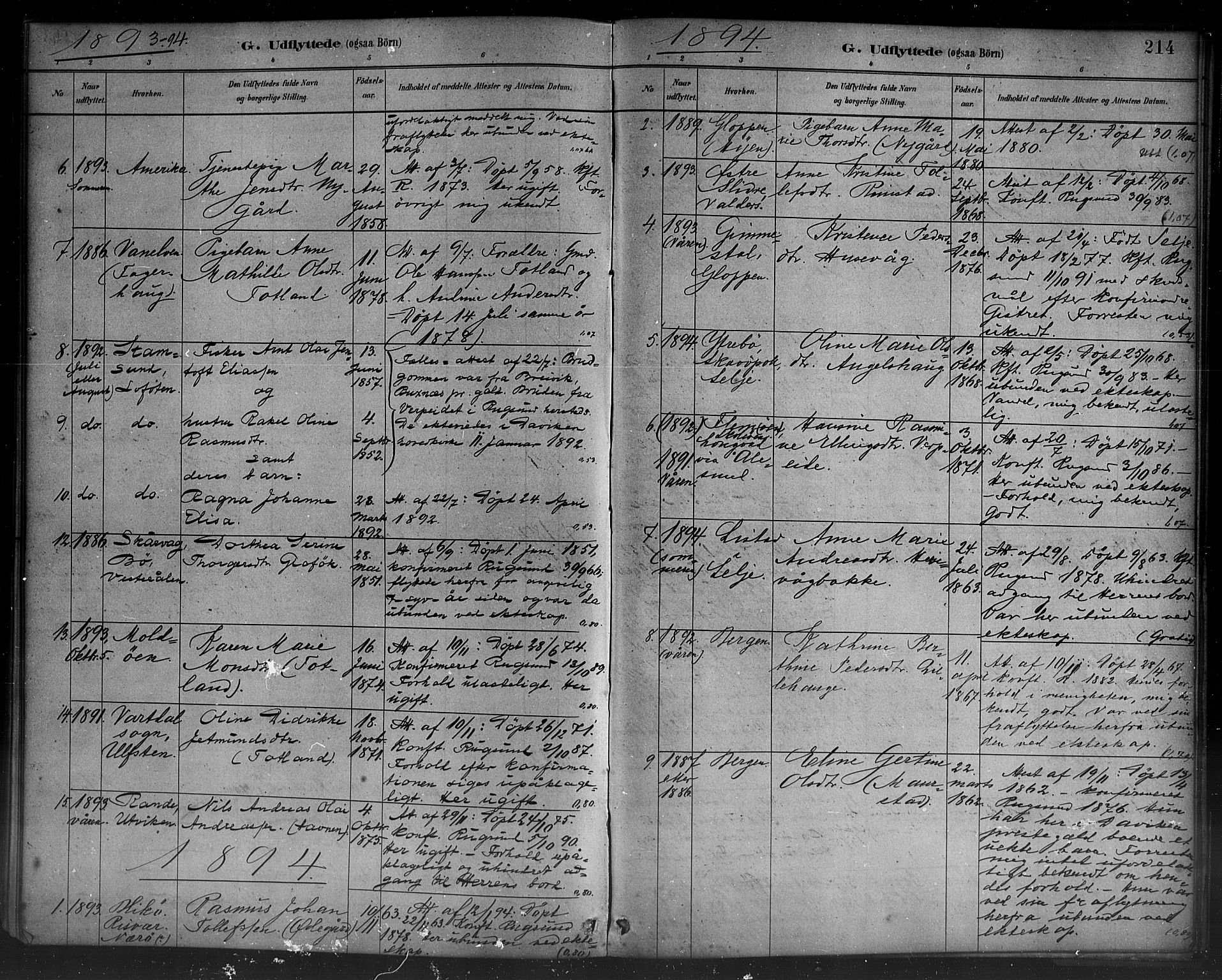 Davik sokneprestembete, AV/SAB-A-79701/H/Haa/Haad/L0001: Parish register (official) no. D 1, 1882-1900, p. 214