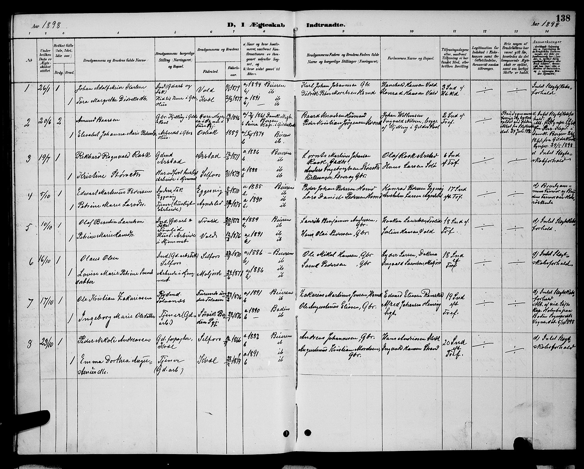 Ministerialprotokoller, klokkerbøker og fødselsregistre - Nordland, AV/SAT-A-1459/846/L0654: Parish register (copy) no. 846C04, 1887-1901, p. 138