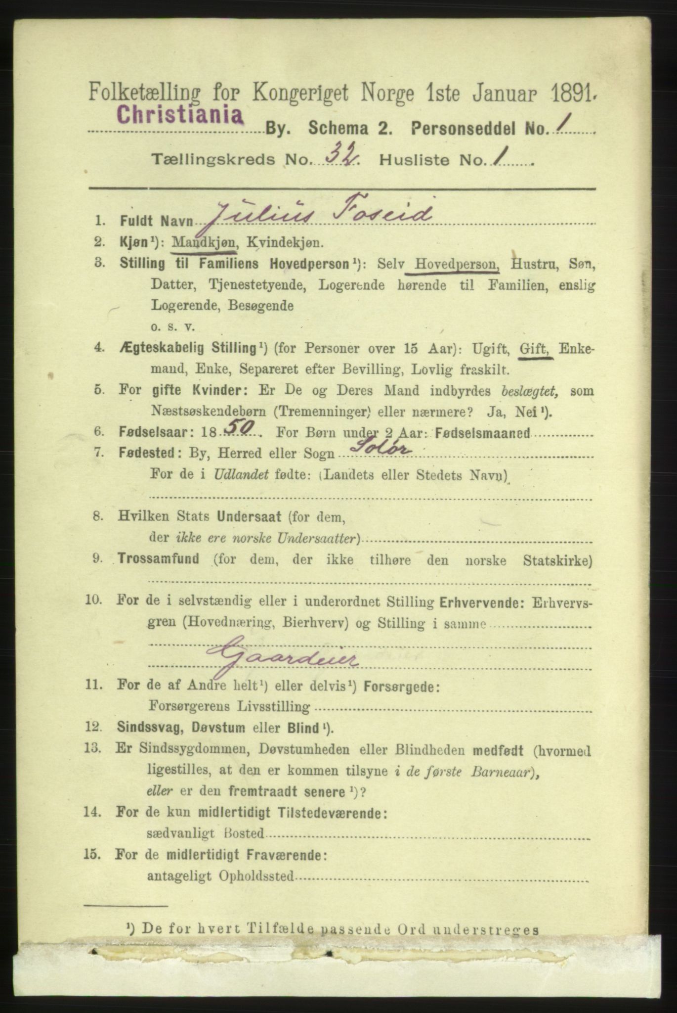 RA, 1891 census for 0301 Kristiania, 1891, p. 16865