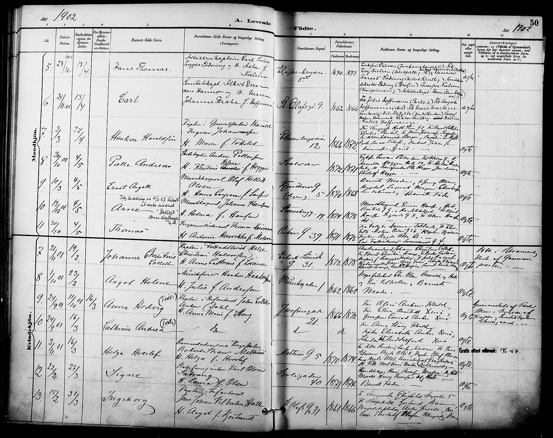 Garnisonsmenigheten Kirkebøker, AV/SAO-A-10846/F/Fa/L0013: Parish register (official) no. 13, 1894-1904, p. 50