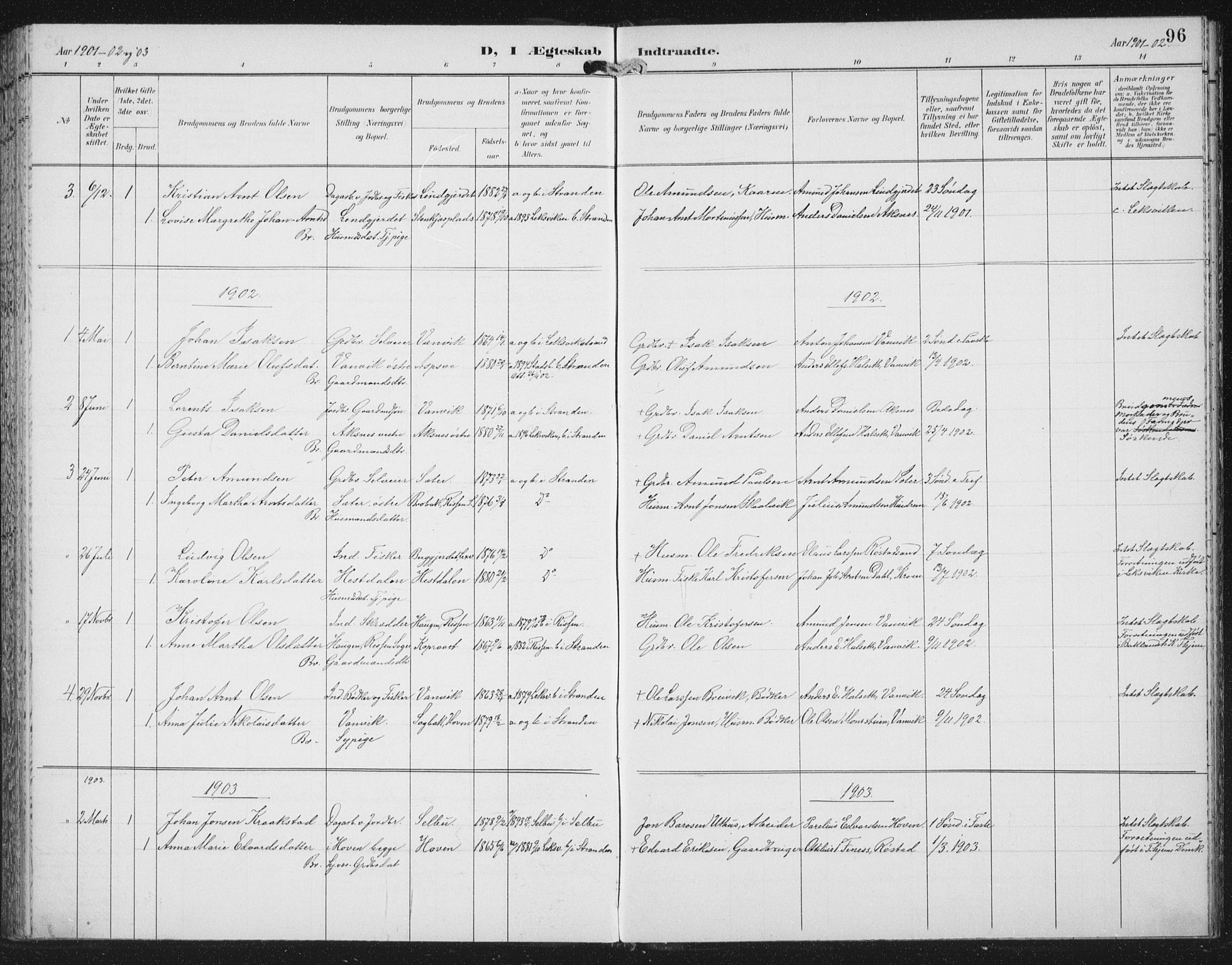 Ministerialprotokoller, klokkerbøker og fødselsregistre - Nord-Trøndelag, SAT/A-1458/702/L0024: Parish register (official) no. 702A02, 1898-1914, p. 96