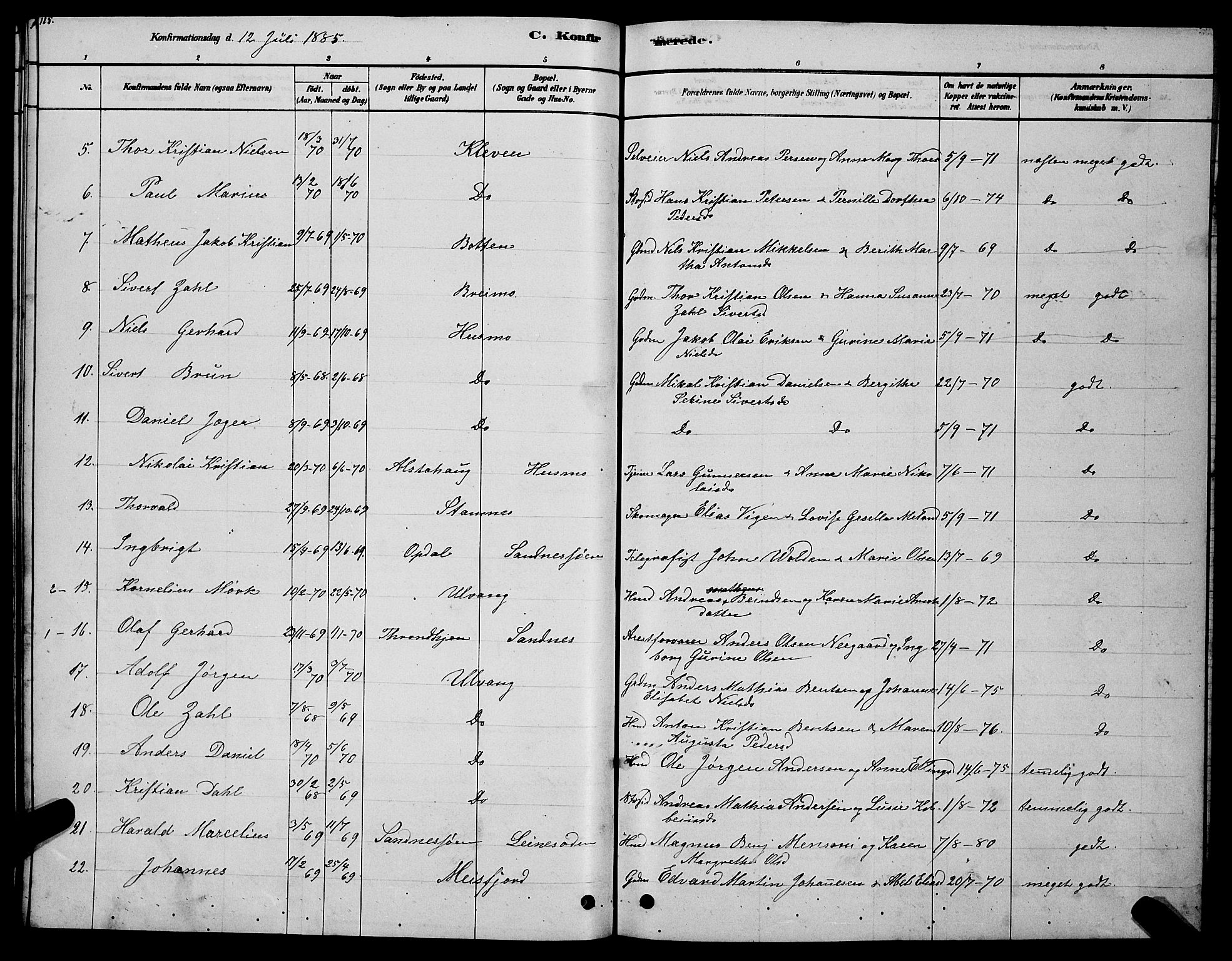 Ministerialprotokoller, klokkerbøker og fødselsregistre - Nordland, AV/SAT-A-1459/831/L0477: Parish register (copy) no. 831C04, 1878-1897, p. 115