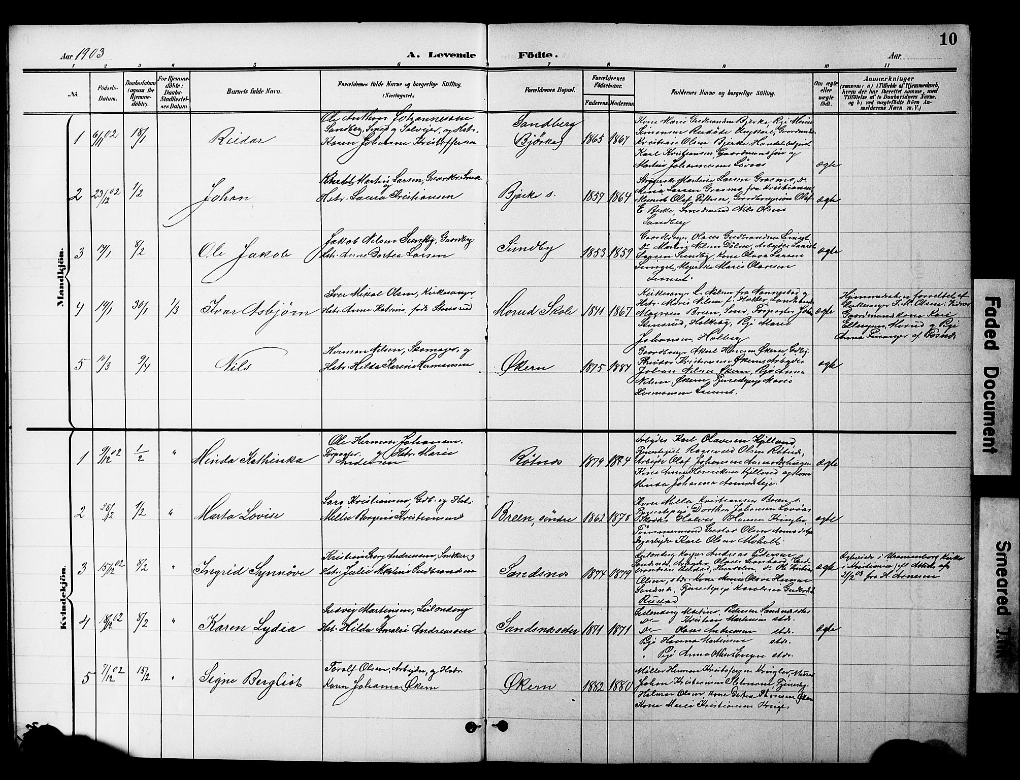 Nannestad prestekontor Kirkebøker, SAO/A-10414a/G/Gc/L0001: Parish register (copy) no. III 1, 1901-1916, p. 10